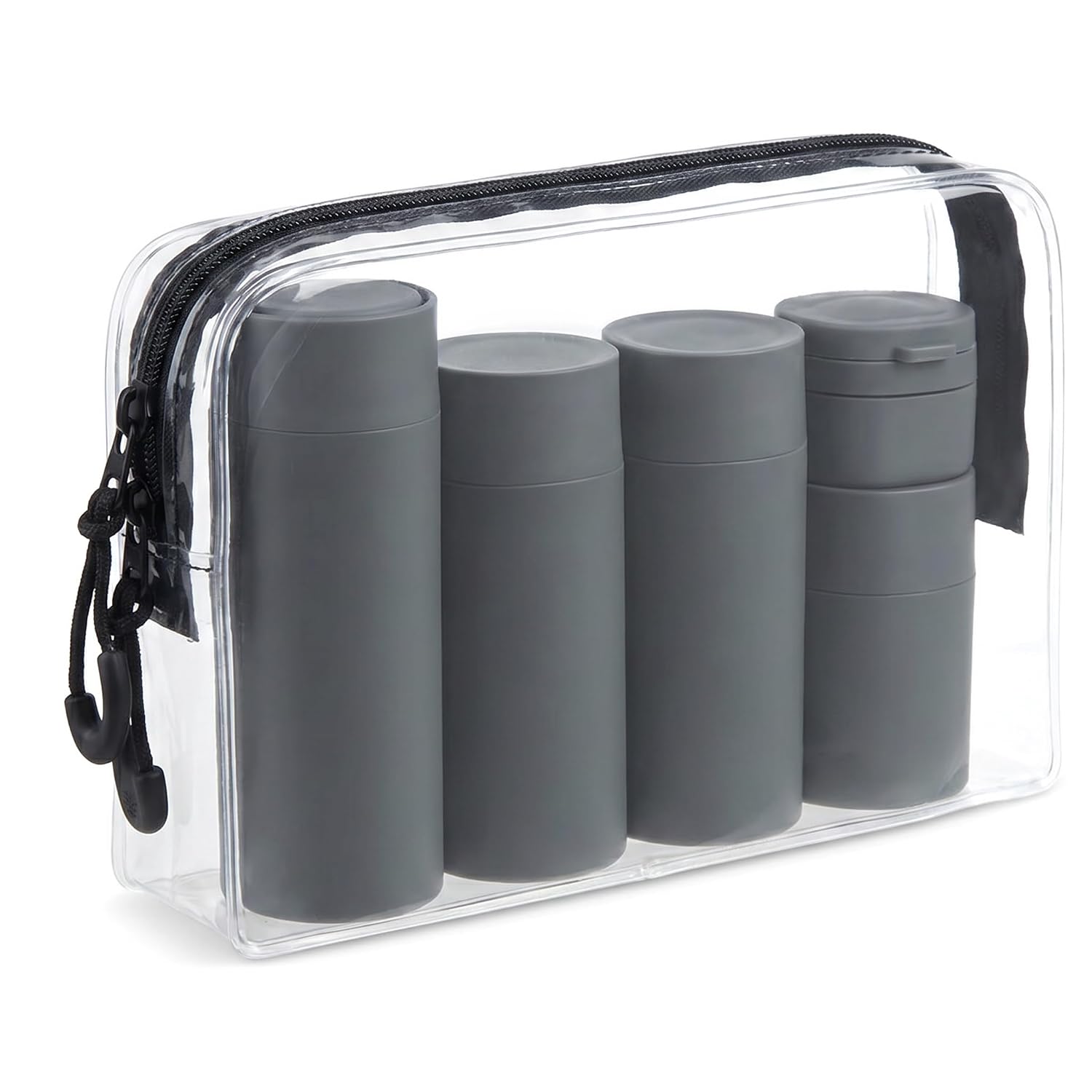 Travel Bottles Set, 5PC TSA Approved Travel Size Toiletry Containers, Leak Proof Refillable Travel Shampoo Lotion Bottles, Travel Accessories (Black)