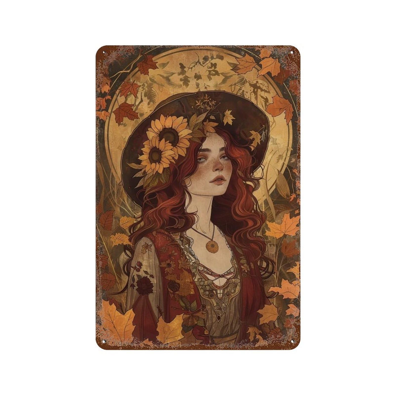 HDURYEYRYY Autumn Goddess 03 Wall Retro Iron Vintage Art Metal Tin Sign Poster Modern Home Cofffee Club Art Bar Shop Decor 30x20cm