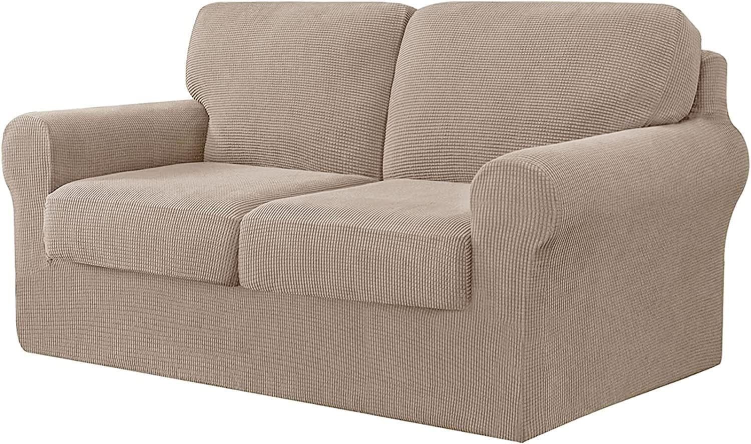 BUAOGDVG 5 Pieces sofa covers,Multifunctional Sofa Slipcovers with Separate Cushion Covers and Seperate Backrest Covers Furniture 2 Seaters Protector(Sand,2 posti)