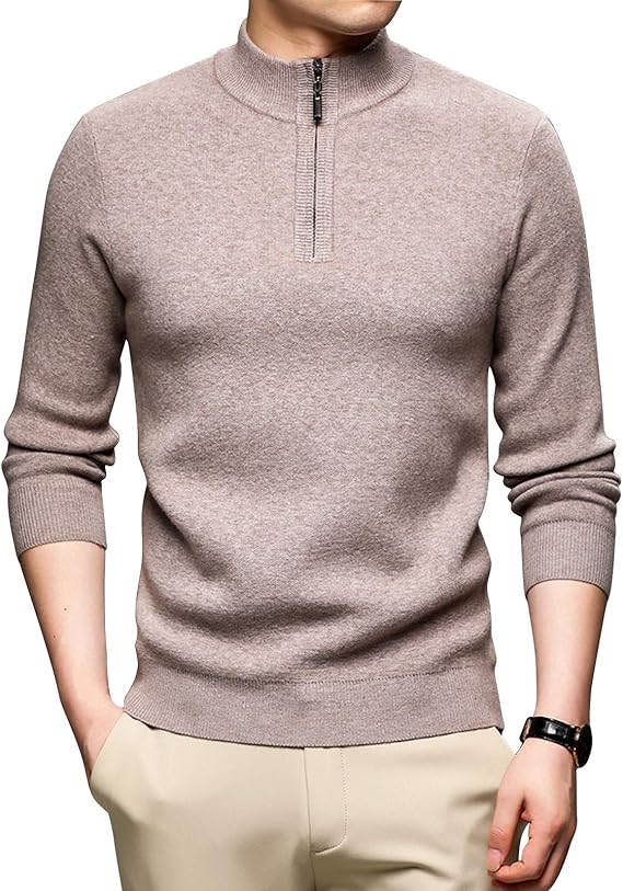 Amazon ニット ハーフジップ セーター メンズ タートルネック プルオーバー 暖かい 防寒 無地 ハイネックニット ビジネス 春秋冬 細身 スリム セーター 通販