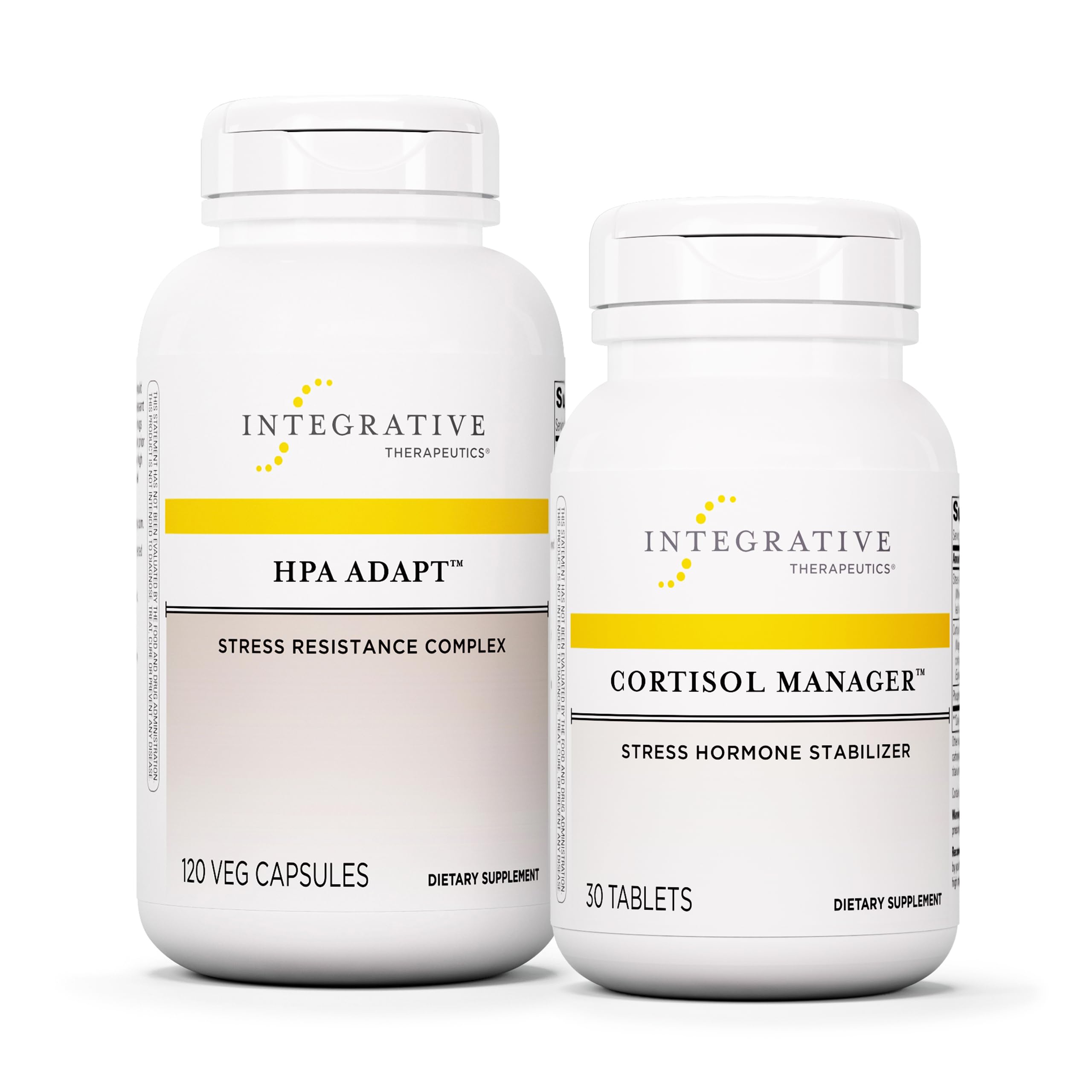 Integrative Therapeutics Bundle with Cortisol Manager, 30 Tablets - Stress Support Supplement with Ashwagandha* - & HPA Adapt, 120 Vegan Capsules - Support a He