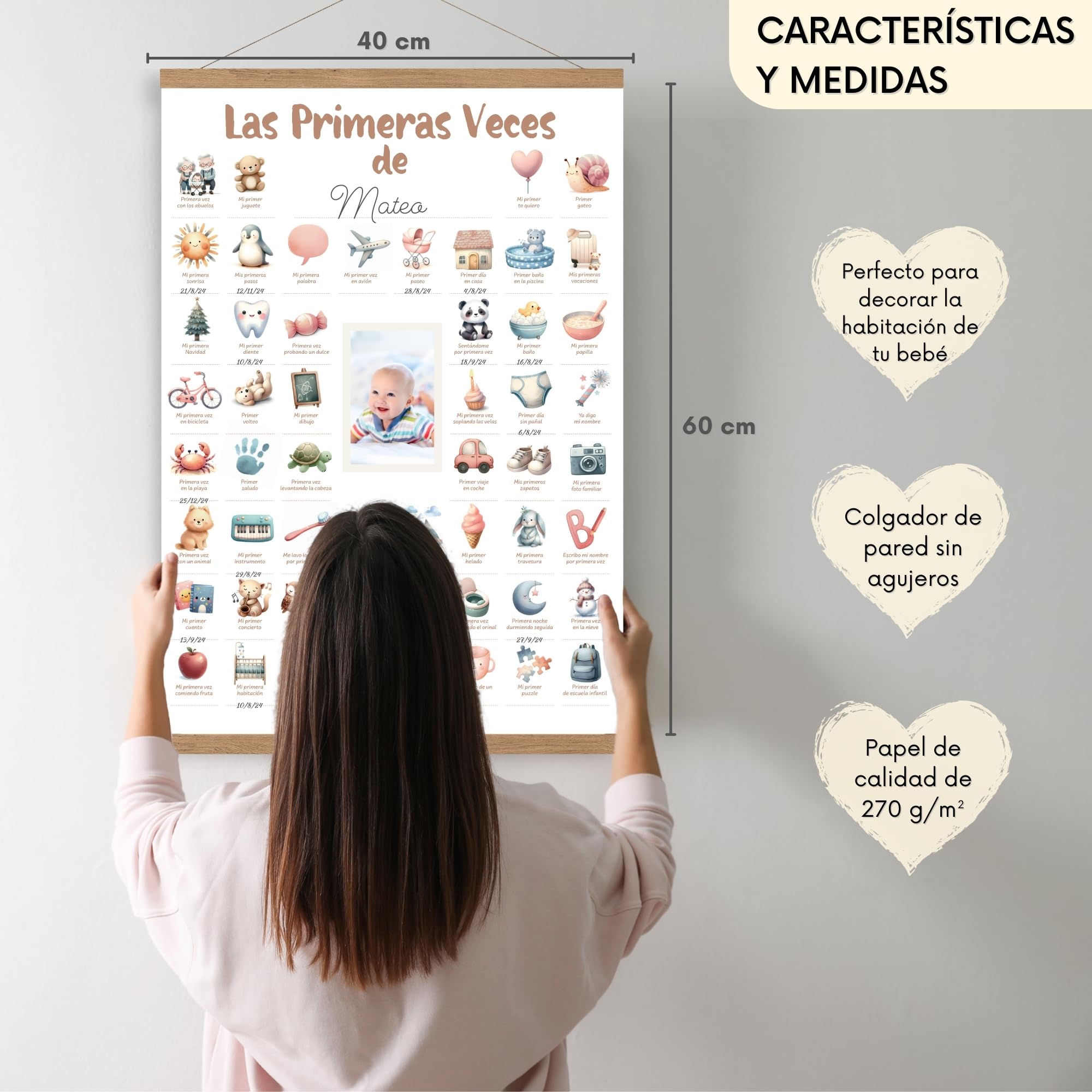 HuBorns - Affiche Mes Premieres Fois Bebe pour Rappeler des Étapes