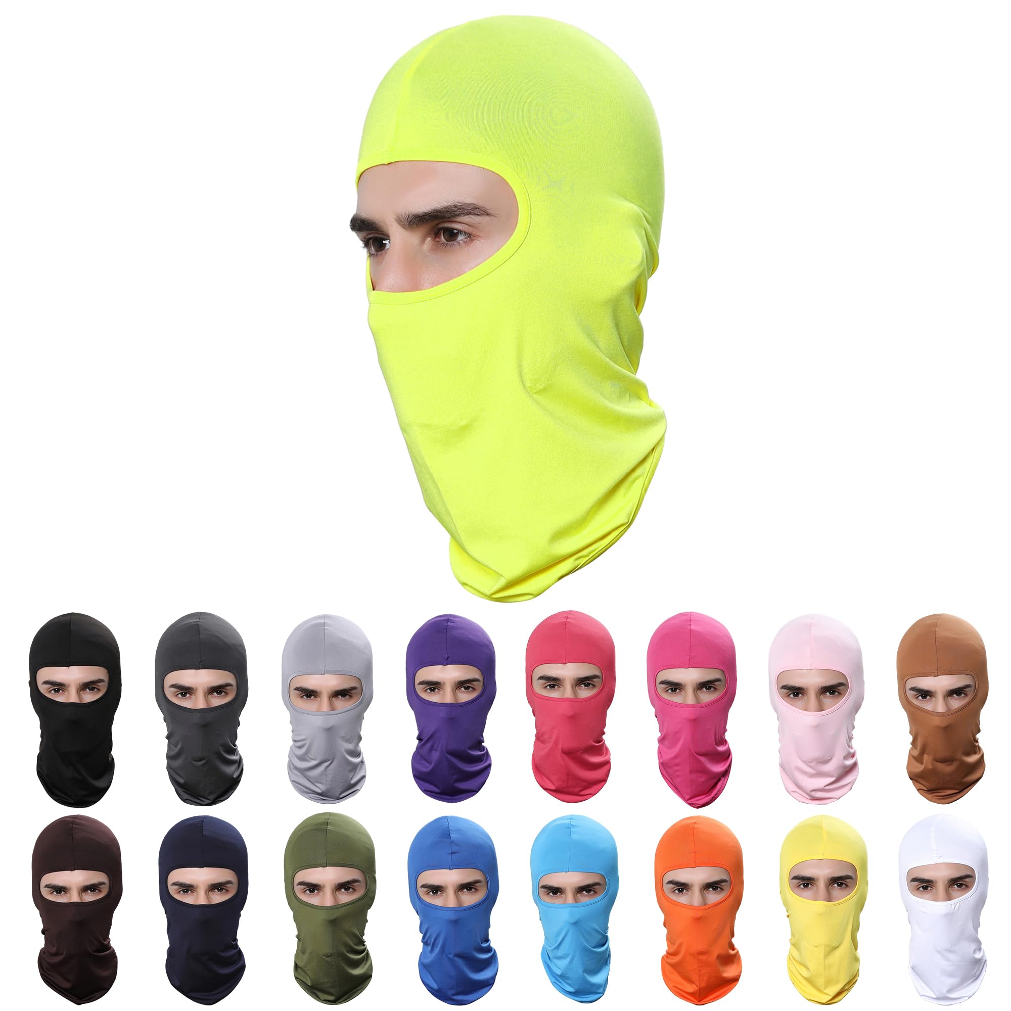 Pukavt Balaclava Face Mask, Ski Mask for Men Women, UV Protection Windproof Scarf for Motorcycle Snowboard Cycling Fluorescent