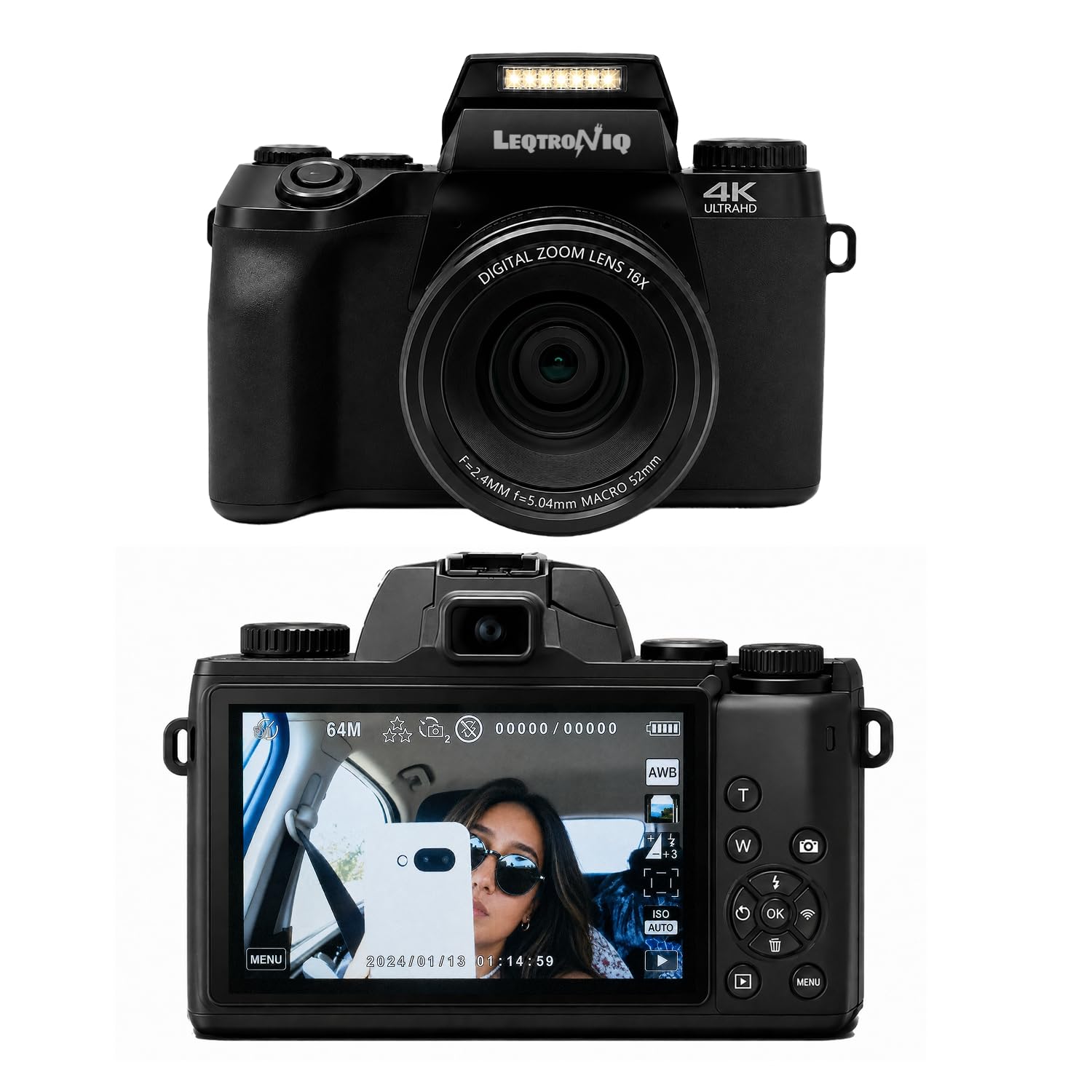 LEQTRONIQ Reflex 4K Digital Camera for Photography & Vlogging | 64MP WiFi Touch Screen Camera with Dual Front & Rear Cameras, Autofocus, Flash & 3000mAh Battery | Point & Shoot Camera | 32GB Card-image-7