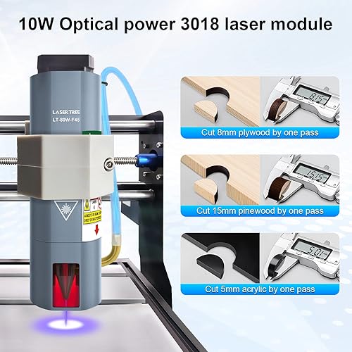 Miniatura 3 de LASER TREE Módulo láser, 10 W (10000 mW) de salida de potencia óptica módulo de grabado láser con asistencia de aire, FAC incorporado, cabezal láser
