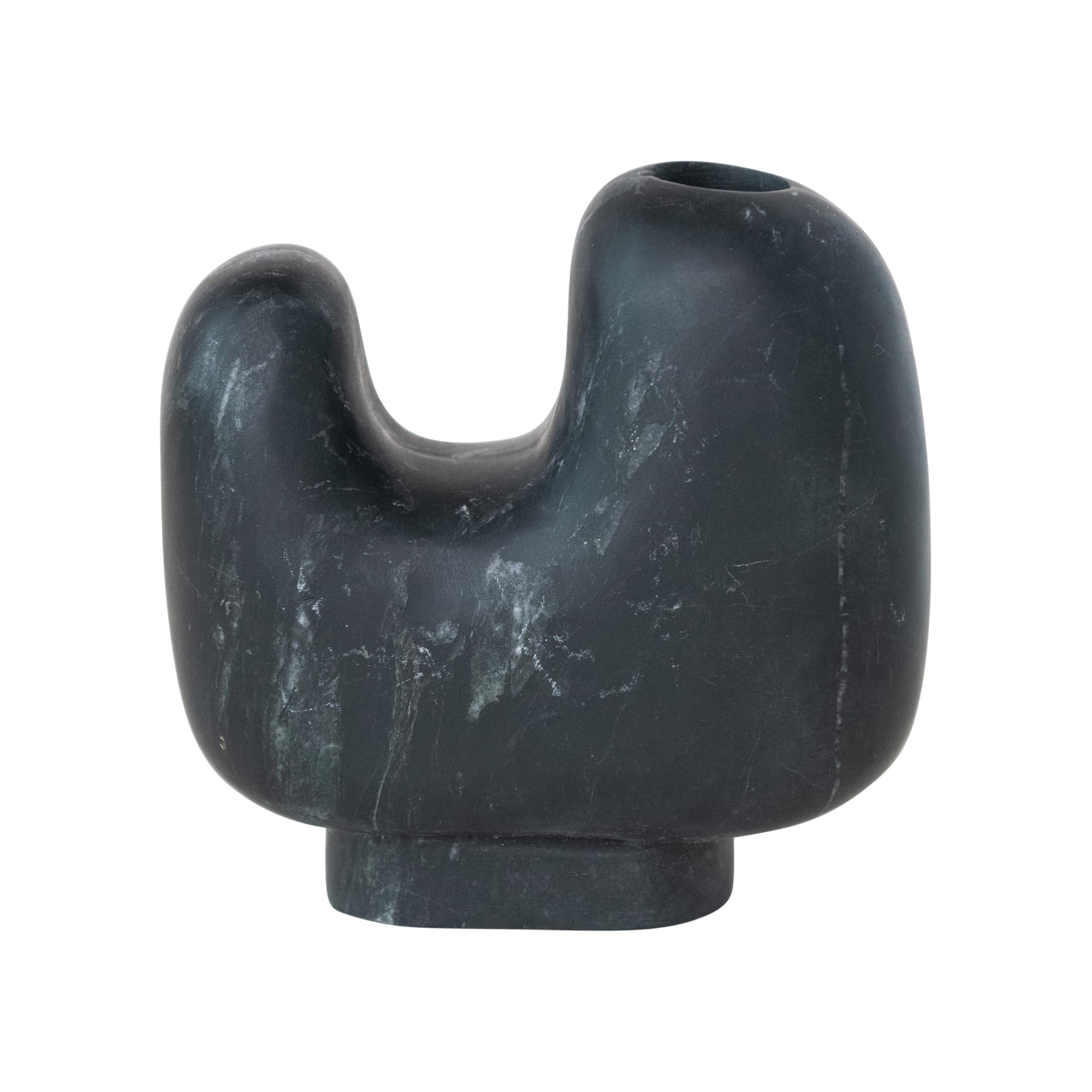 Bloomingville Marble Organic Shaped Footed Taper Holder, Black