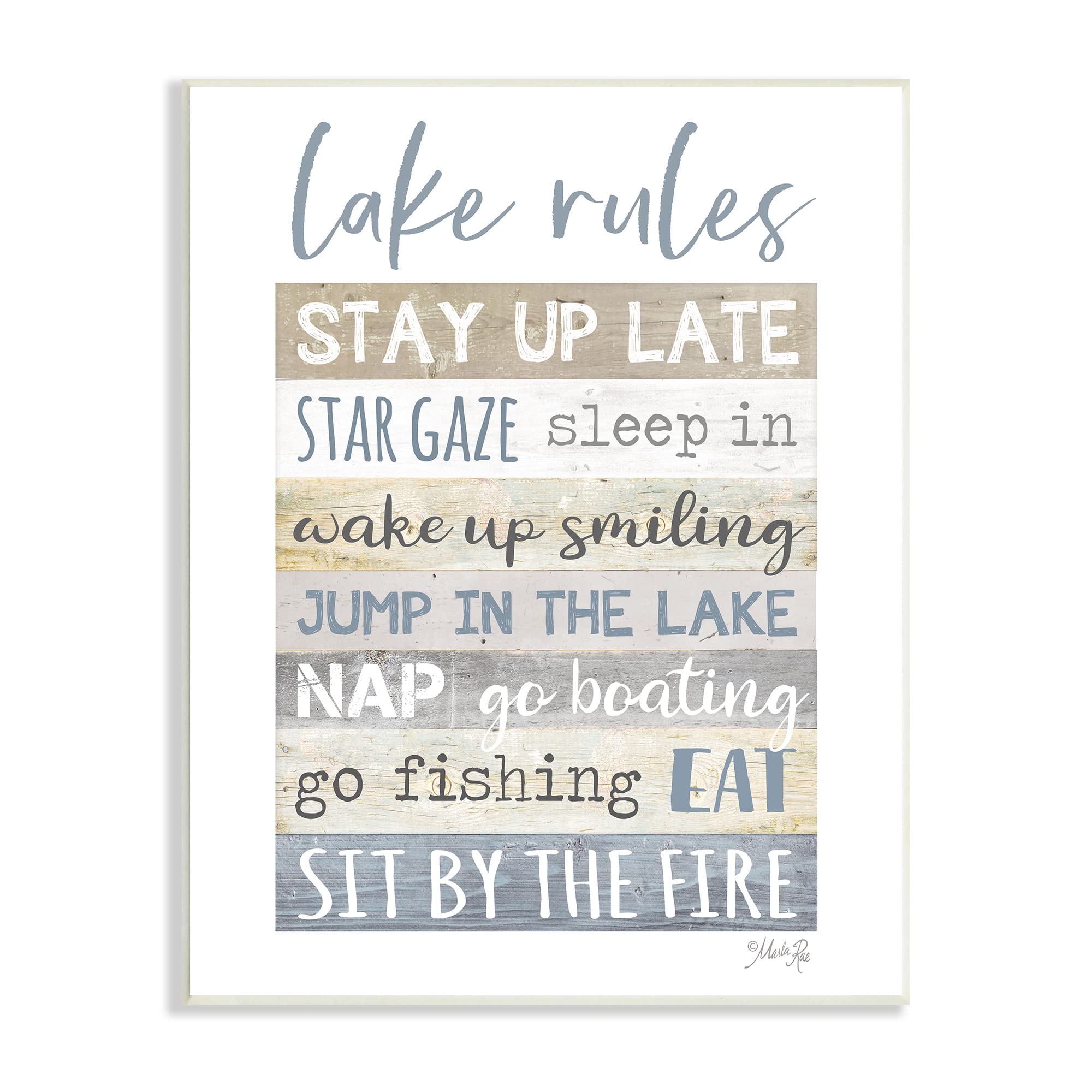 Stupell IndustriesLake Rules Typography Rustic Vacation Cabin Sign, Design by Marla Rae