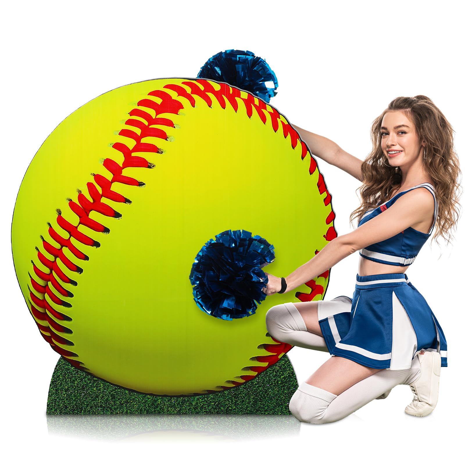 Chunful 3.3 ft Yellow Softball Cardboard Cutout Softball Decor Life Size