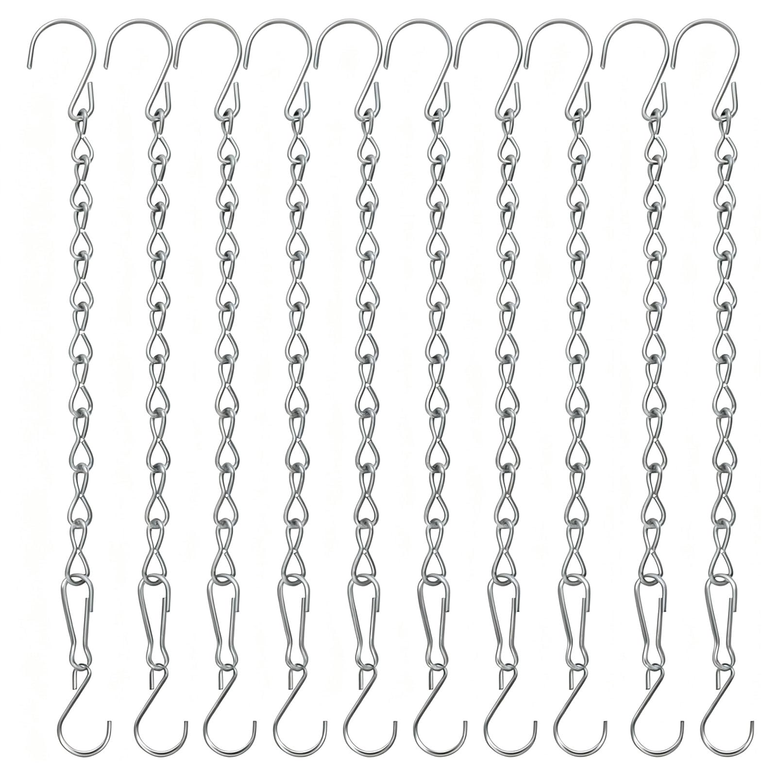 Shurhome 10PCS Weatherproof Iron Hanging Chain for Bird Feeders Flower Pots Metal Includes S Hooks Clips Iron for Birdhouses Windproof Installation