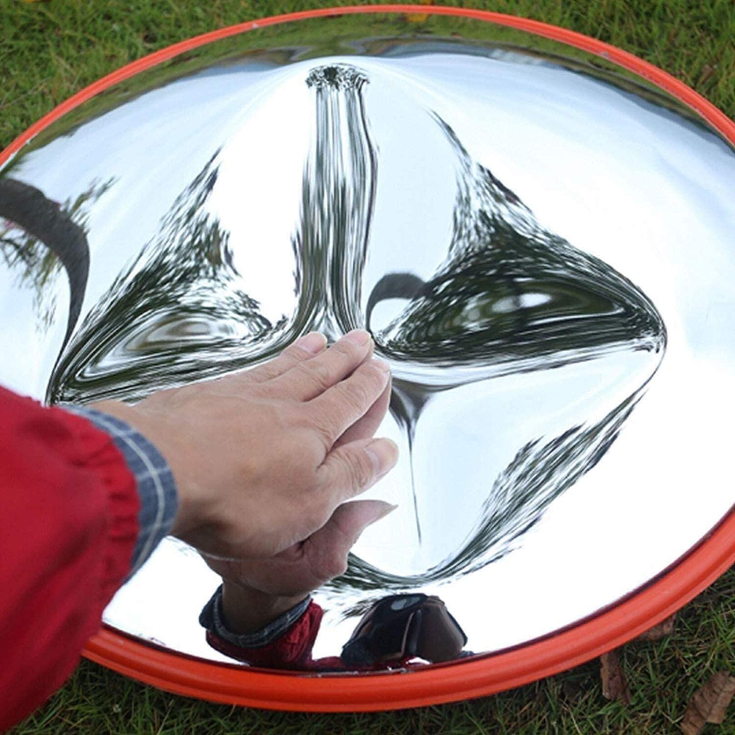 Miroir de sécurité Convexe, Miroir Circulaire Grand Angle Orange Garage Anti-vol de vol Orange et Miroir de sécurité du Parc d'allée Miroirs sécurité(80Cm)