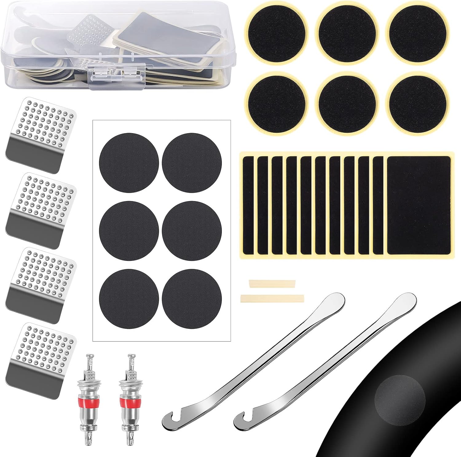 Lanjue 32Pcs Puncture Repair Kit, Bike Repair Kit Inner Tube Repair Kit