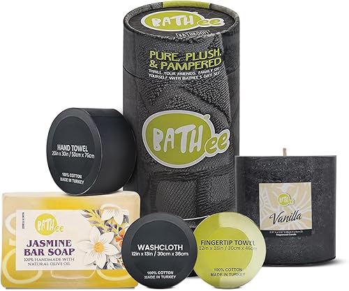 Juego de regalo de baño Kit de baño de lujo para belleza y cuidado personal de 5 El juego de baño incluye toalla de mano 100% algodón, toalla para