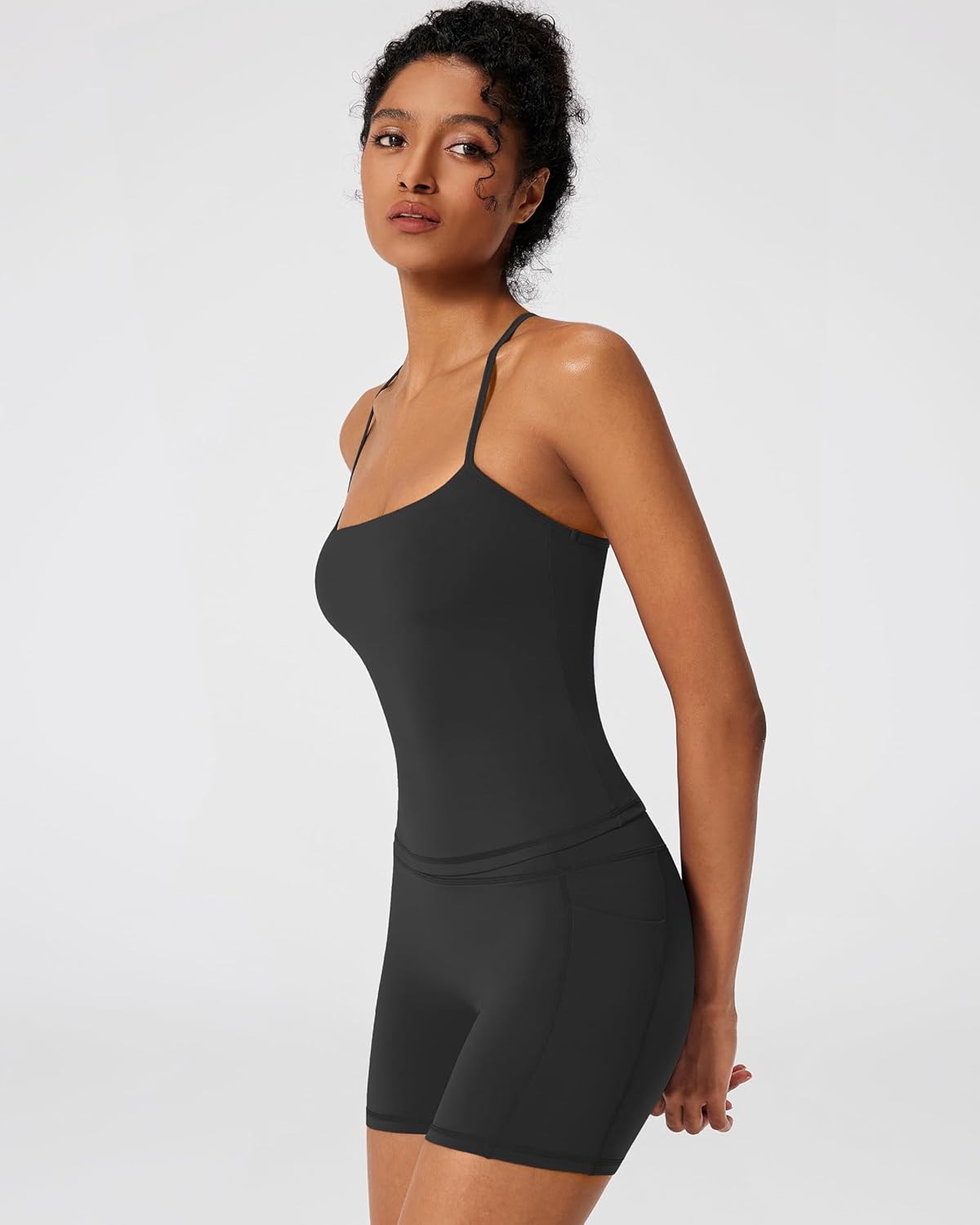 RXRXCOCO Women 2 Piece Workout Sets Y Back Padded Tank Tops Booty Biker Shorts with Pockets Gym Outfits - Image 4