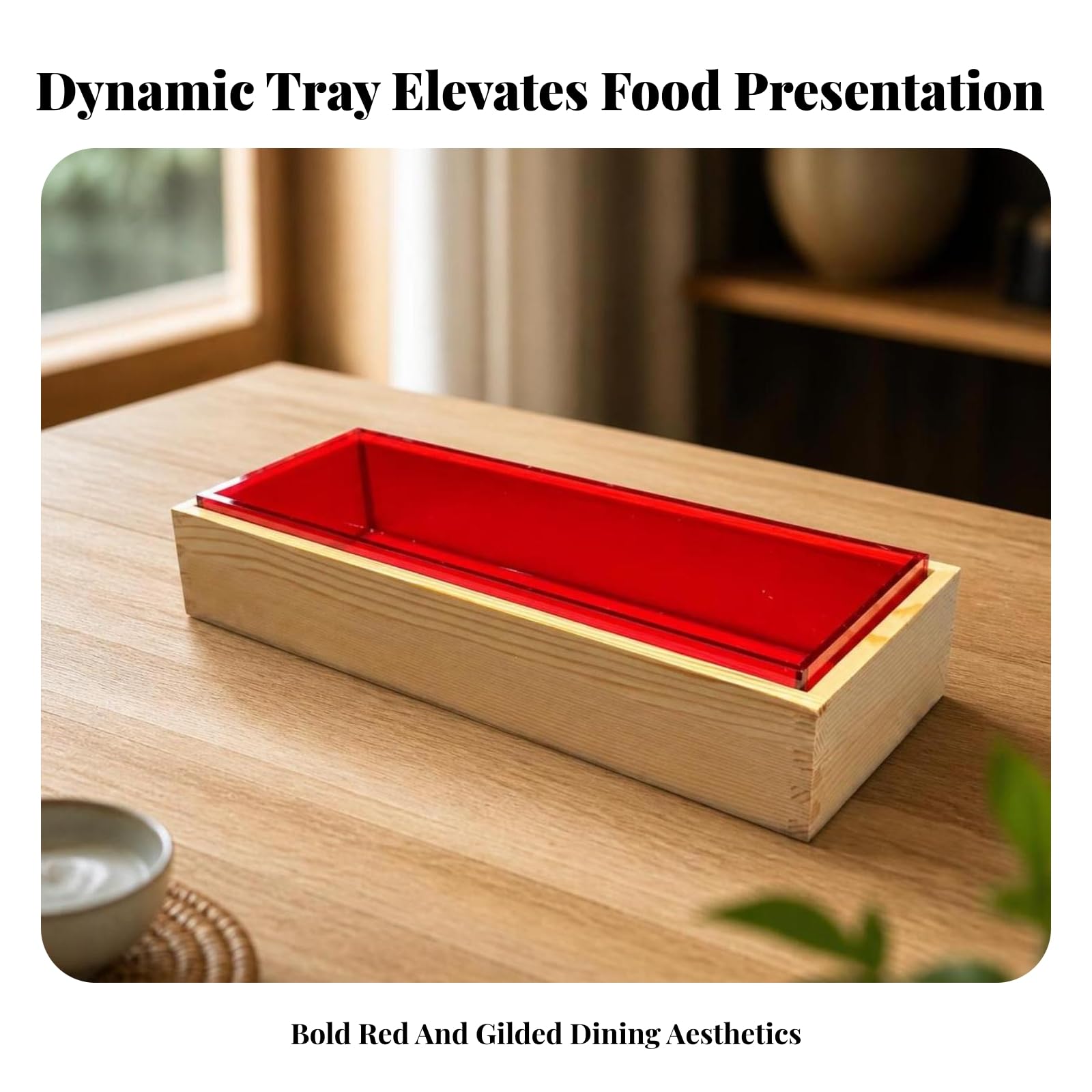 Caja Madera para Servir Cuadrada | Funcional, Bandeja con Bordes s, para recepciones, Restaurantes,