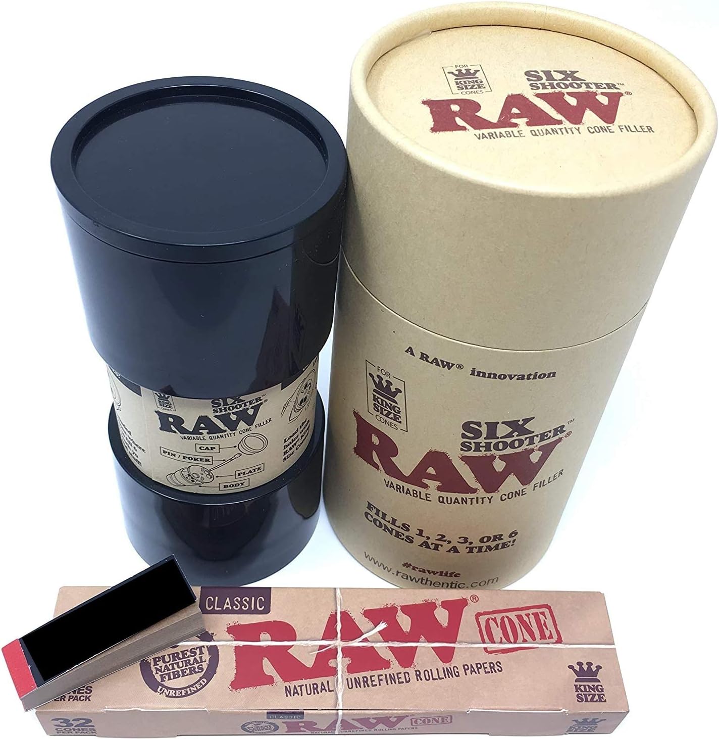 Reds Exclusive Tips RAW Six Shooter with King Size Cones