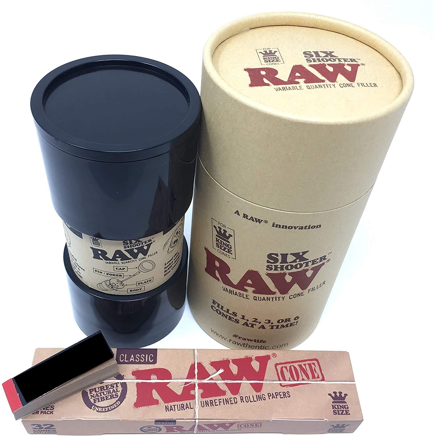 Reds Exclusive Tips RAW Six Shooter with King Size Cones