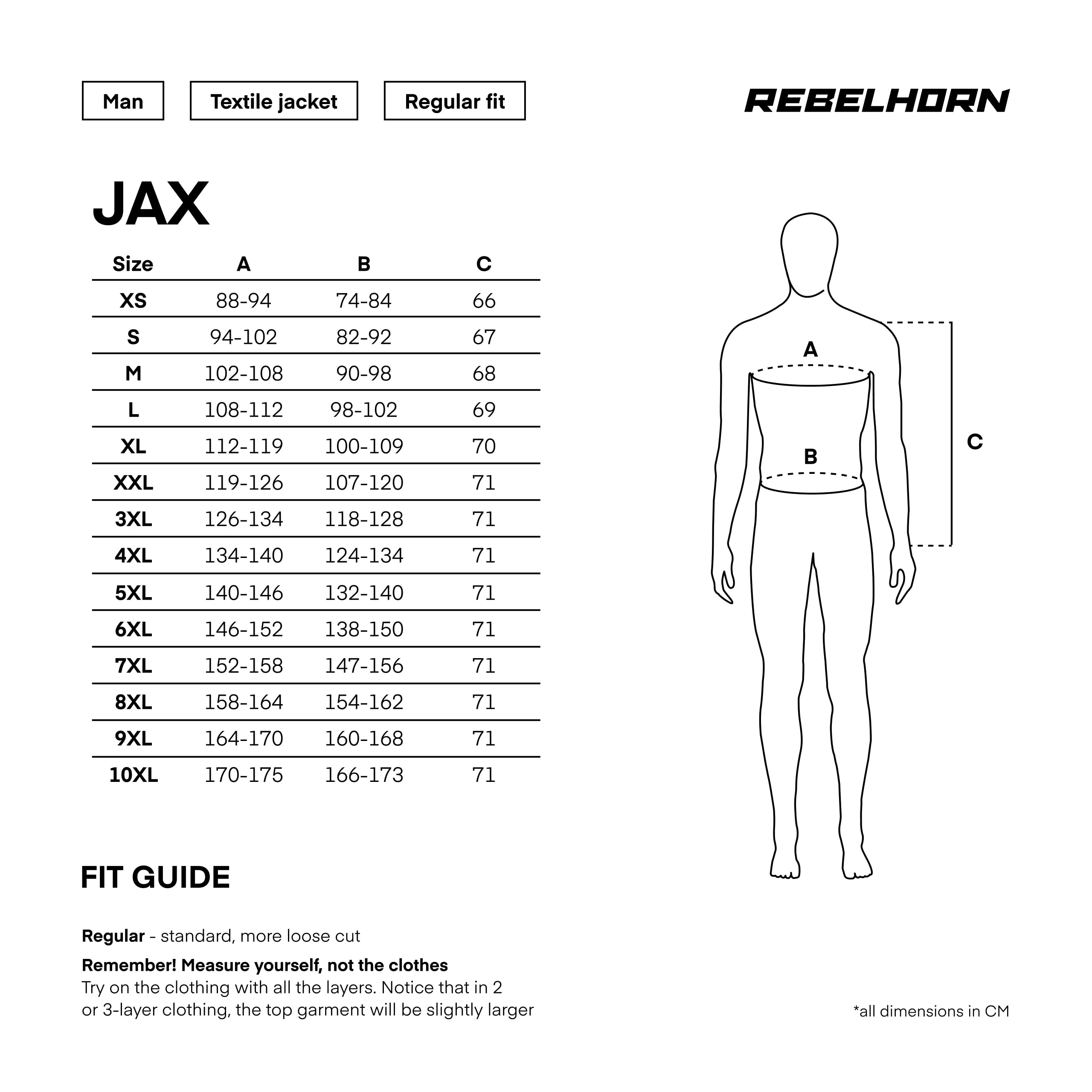 REBELHORN Jax Giacca da Moto Uomo | Tessile | Protezioni per Gomiti, Spalle e Schiena Livello 2 | Membrana Humax Rimovibile | Grandi Pannelli di Ventilazione a Rete | Taglie fino a 10XL