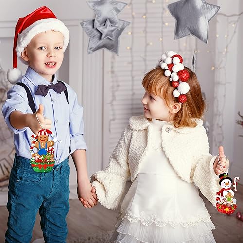 Miniatura 5 de Civaner Juego de 24 juegos de manualidades de Navidad para niños, adornos de pan de jengibre, decoración de árbol de Navidad, kit de manualidades de