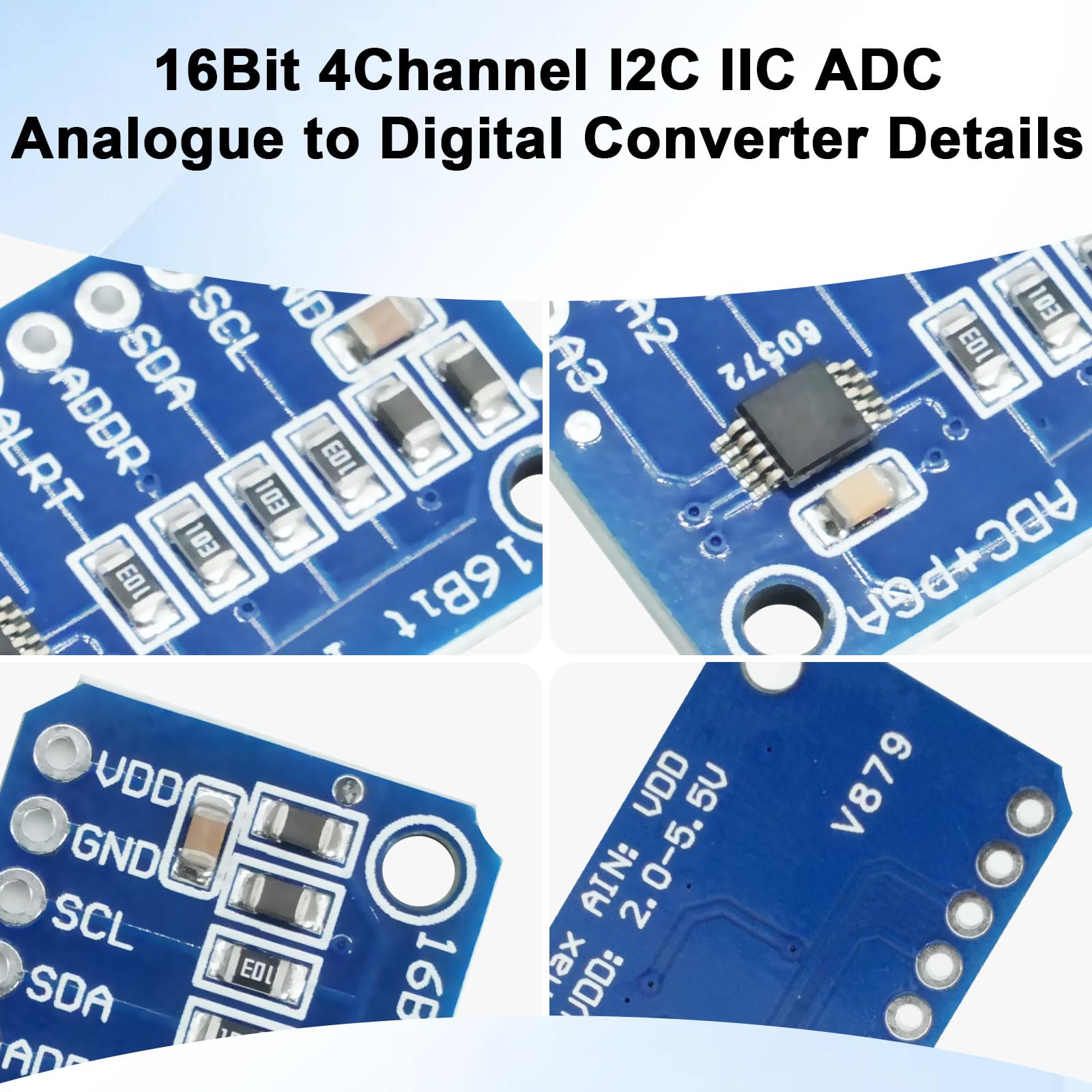 5PCS 16 bit 4 canali I2C IIC ADC PGA analogico digitale convertitore,analogico-digitale Modulo scheda di sviluppo con amplificatore a guadagno programmabile scheda di sviluppo del convertitore A