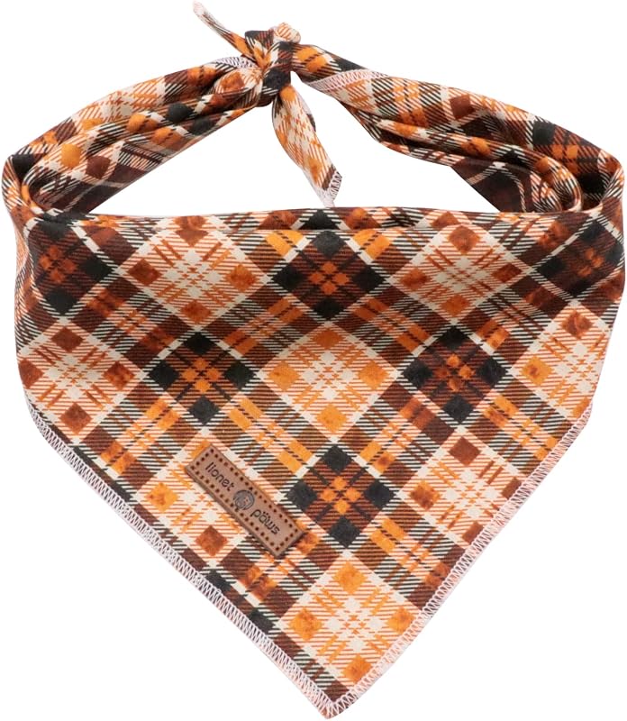 Bandana Xadrez de Halloween para Cães lionet paws de Algodão, Ajustável e Reversível – Tamanho S