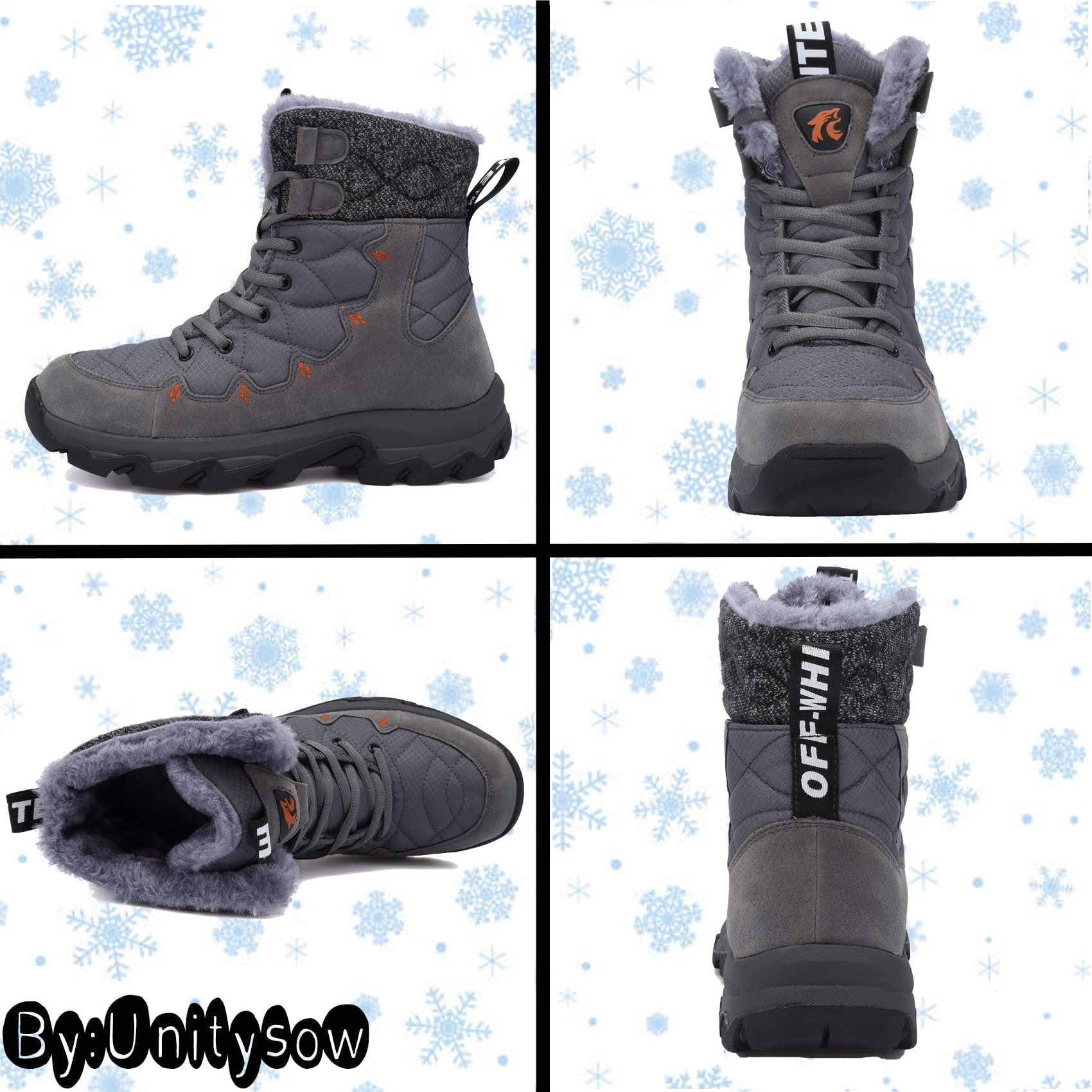 Unitysow Stivali da Neve Uomo Donna Caldi Pelliccia Stivali da Invernali Outdoor Impermeabili Scarpe da Neve Casual Stringate Stivaletti Scarpe da Inverno