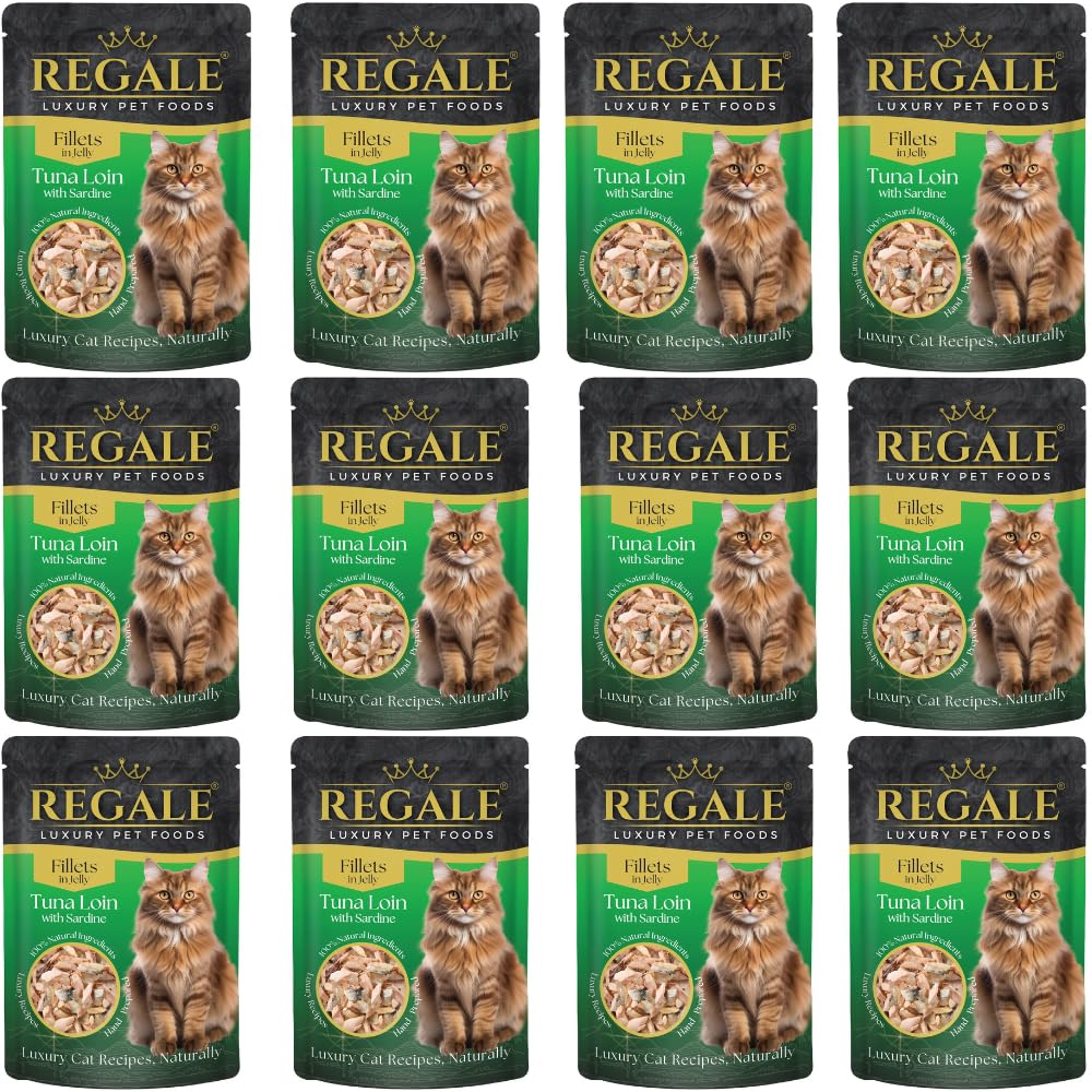Fillets in Jelly 70g x Pack of 12 - Tuna Loin with Sardine - Give your feline friend the royal treatment with Tuna Fillets and Sardine in Jelly