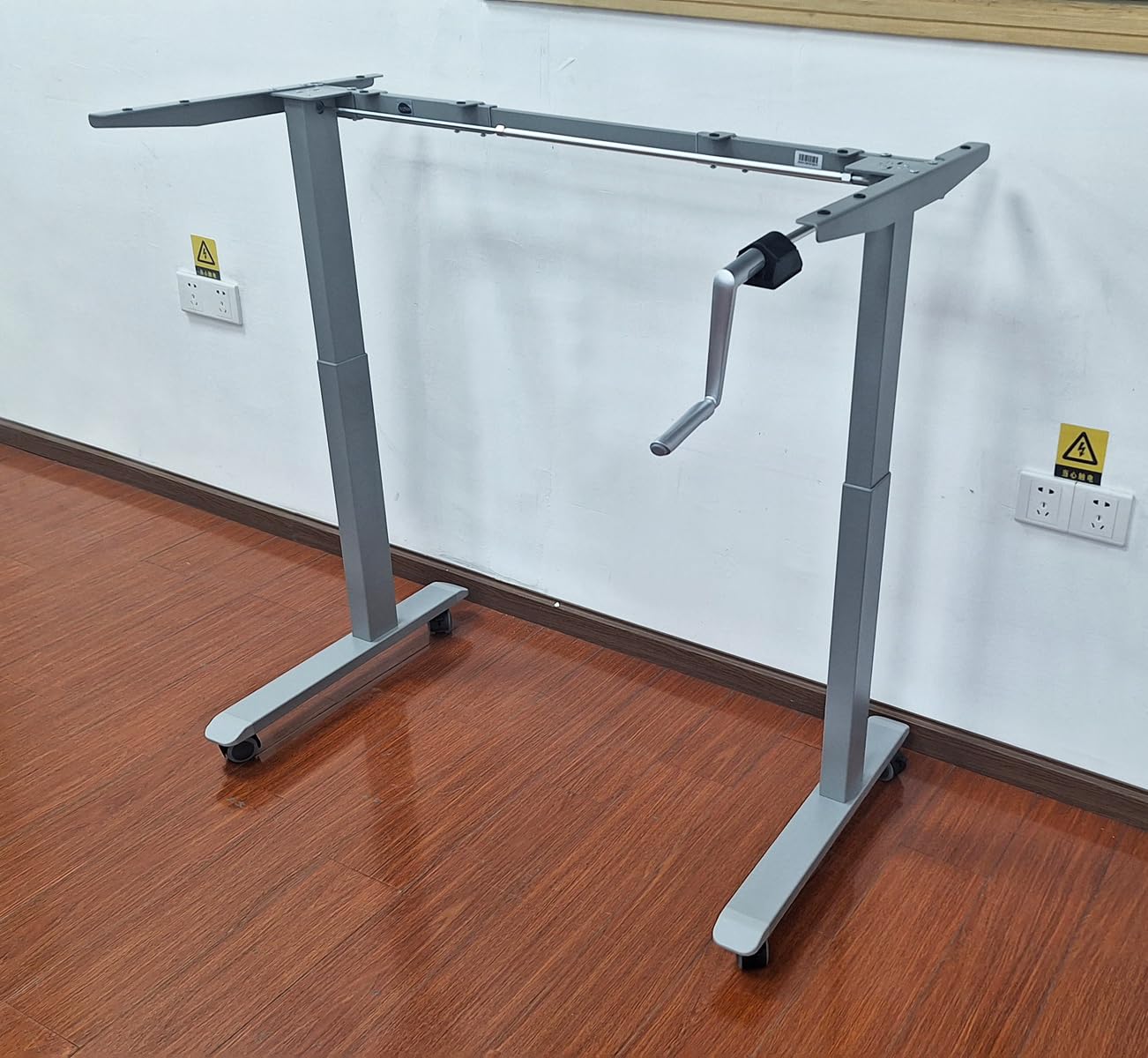 StudyDesk - Kleiner Handkurbel Höhenverstellbarer Schreibtisch - Höhe 60,8-106 cm - Breite 75-110 cm - Mobil - Weiß