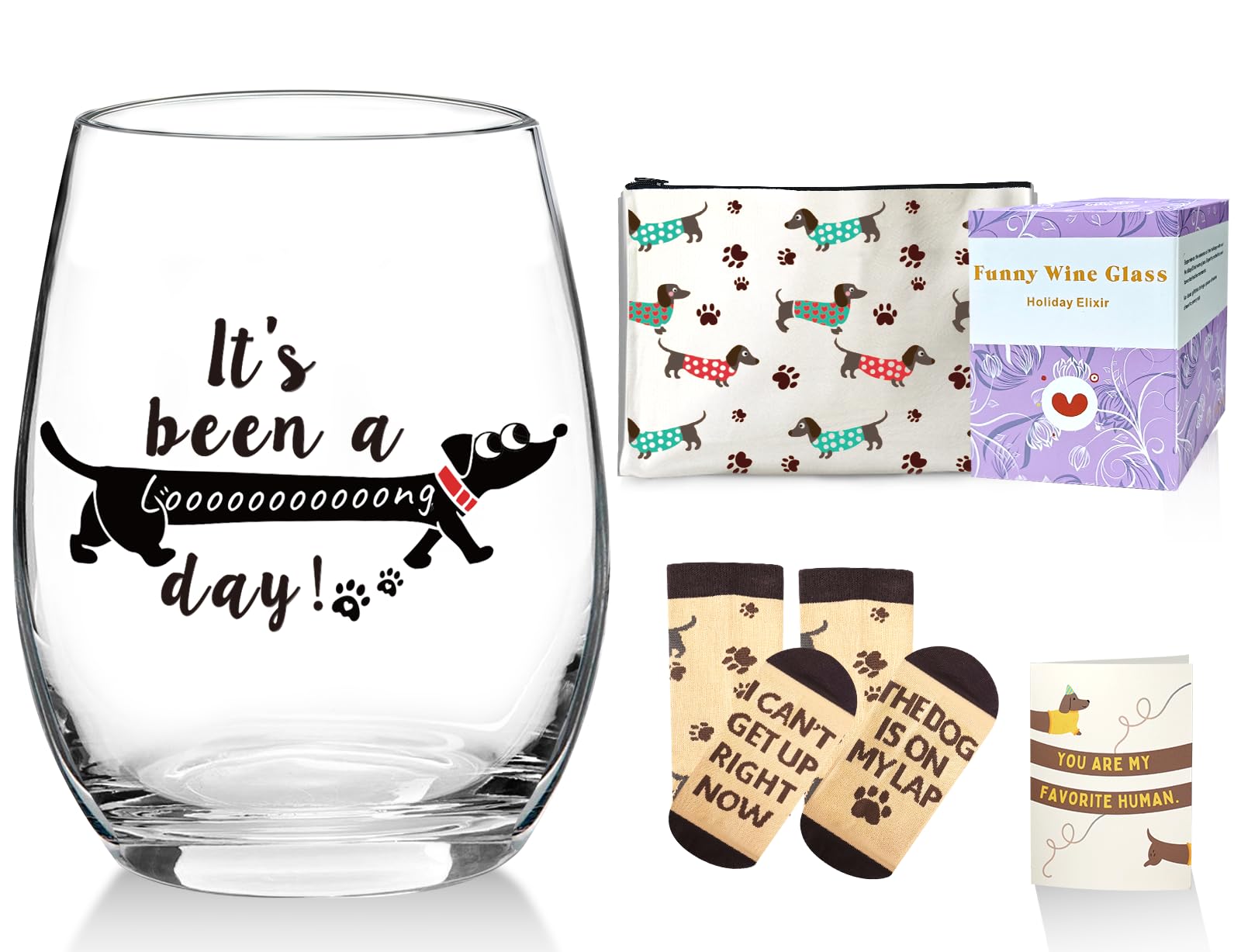 Verre à vin teckel Wiener Lady Dog cadeau humour pour femme