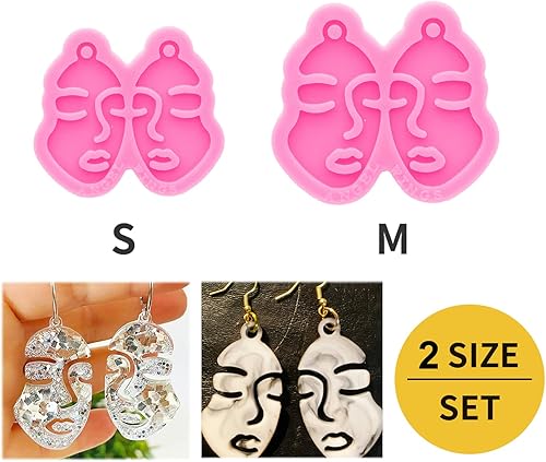 Miniatura 5 de 2 moldes de resina de silicona, moldes para aretes para hacer joyas, moldes de silicona para joyería de moda, molde de resina con forma de cara,
