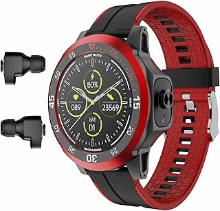 Smart Watch with Earbuds, Heart Rate Monitor Watch, Smartwatch Answer/Make Calls, Fitness Tracker with Blood Pressure, Blood Oxygen Heart Rate Monitoring, Sports Smart Watches (Color : Red)