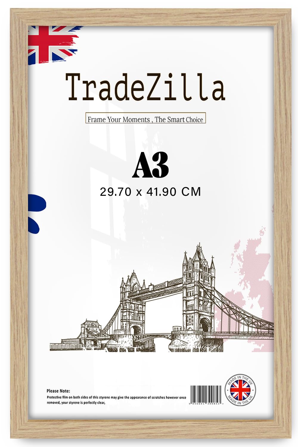 Tradezilla Oak | Standard Size 16 X 11 Inch Poster Frame -297 X 419 Mm Light Weight Mdf Wood – A3 (29.70 X 41.90 Cm) Sleek Design -|Perfect Interior Décor [ ]