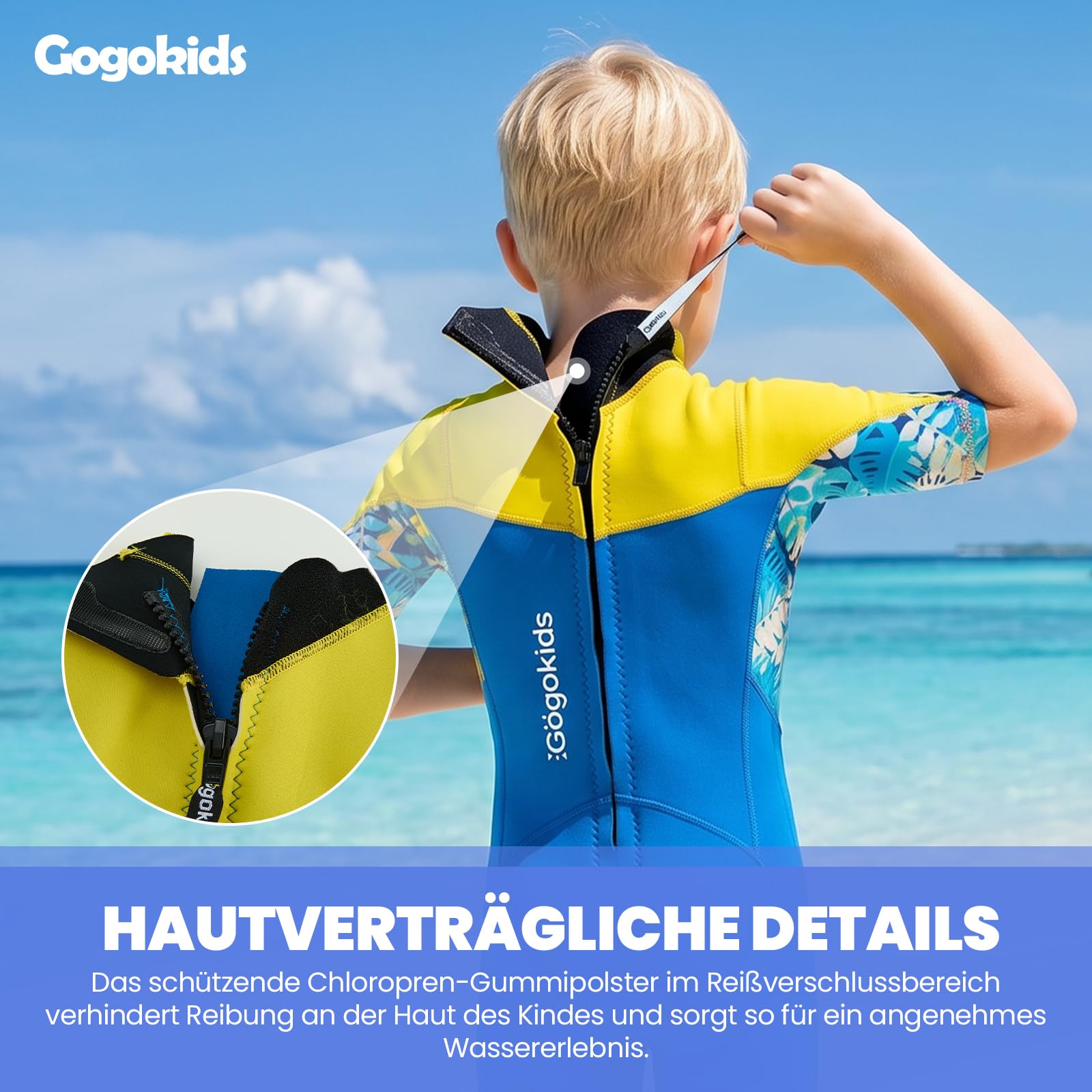 Gogokids Kinder Neoprenanzug Shorty 2,5mm Wetsuit für Jungen & Mädchen