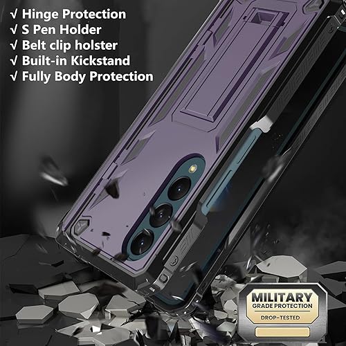 Miniatura 9 de Funda resistente con protección de bisagra para Samsung Galaxy Z Fold 4 (2022) con soporte para bolígrafo S Funda de clip para cinturón Soporte