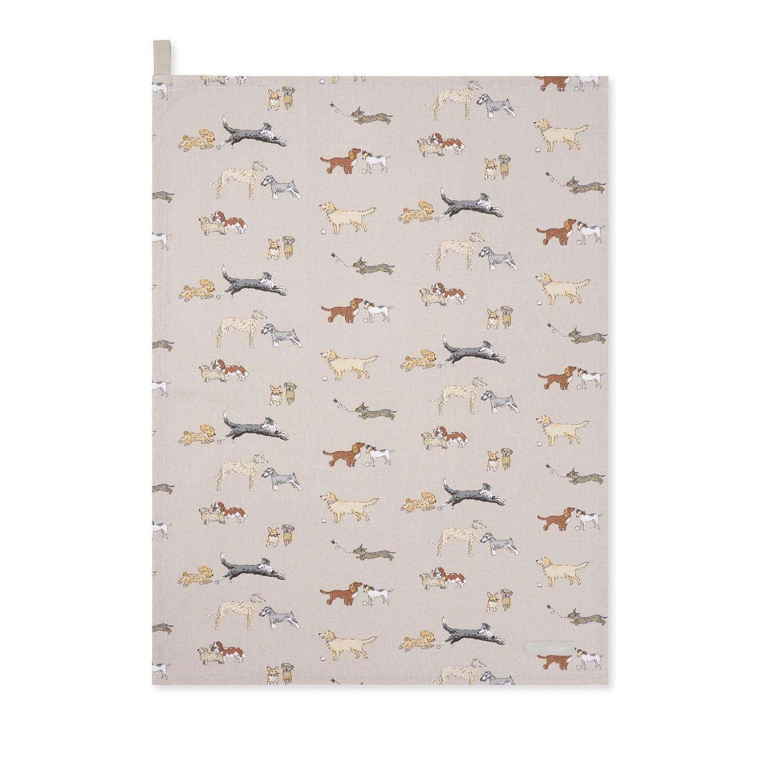 Sophie Allport Brown Doggy Daycare Tea Towel