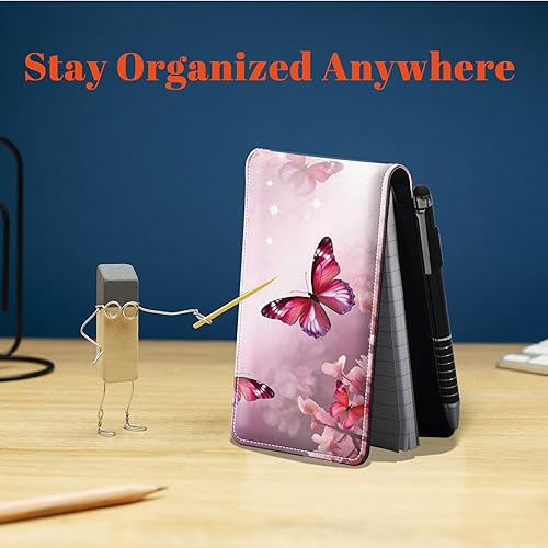 Miniatura 3 de Juego de 4 soportes para bloc de notas de tamaño de bolsillo, de piel sintética, mini bloc de notas con 2 bloc de notas pequeños y lápiz capacitivo,