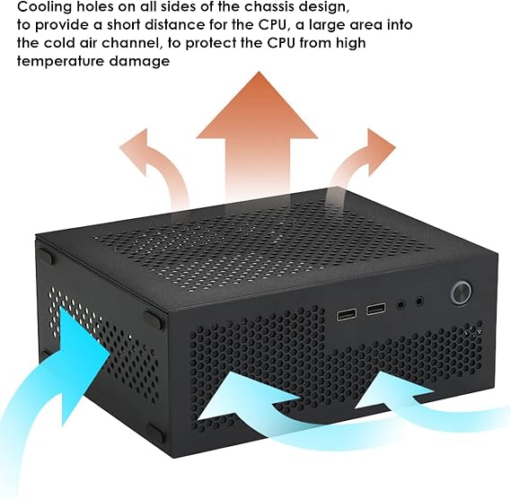 A09 HTPC Computer Case Mini ITX Gaming PC Chassis Desktop Chassis USB2.0 Computer Case Home Computer Case Black