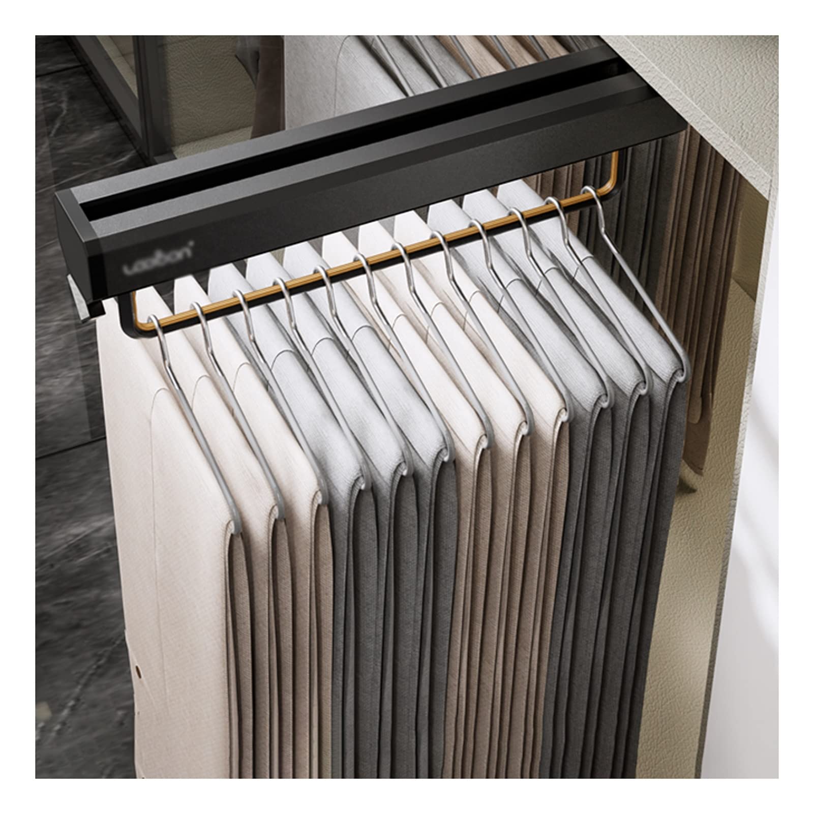 Barre de rack de navette à vêtements aluminium pour garde-robe réglable
