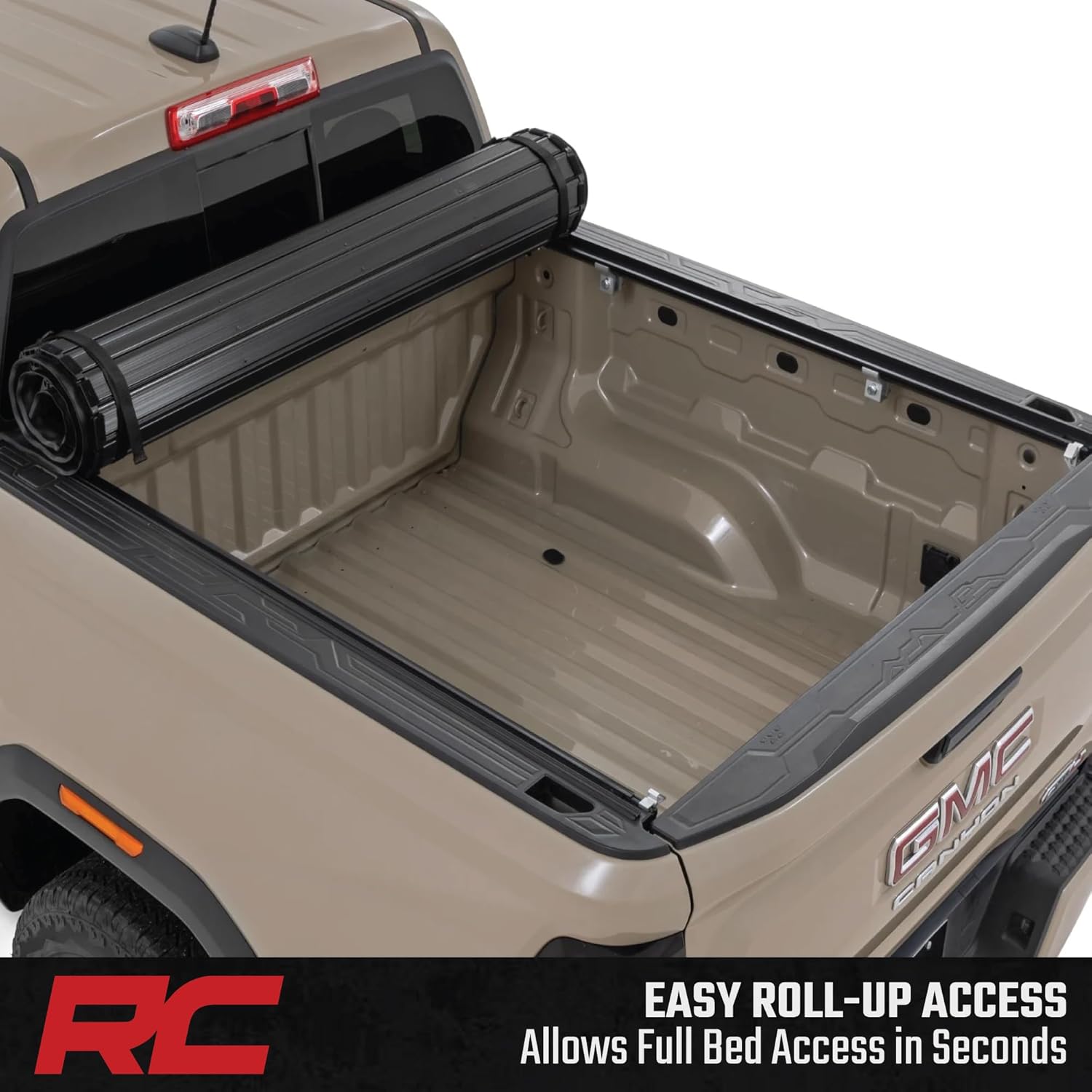 Rough Country Hard Roll-Up Bed Cover for Chevy Colorado & GMC Canyon 2WD/4WD (2023-2026) - Aluminum Truck Bed Cover, Fits 5' Bed