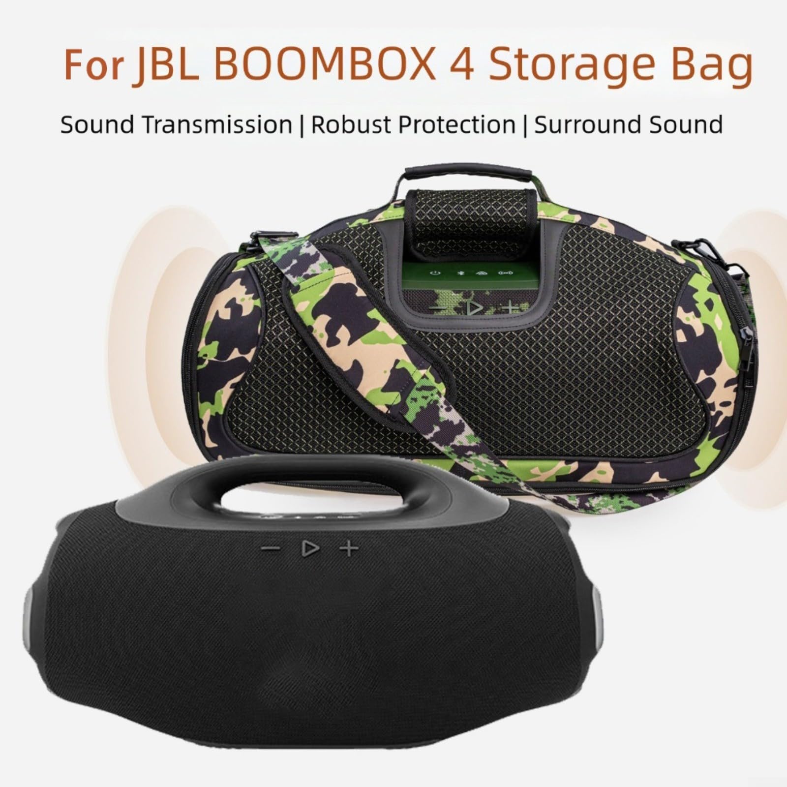 Étui de protection pour JBL pour Boombox 4 en EVA avec design spacieux et compartiment pour accessoires, résistant aux chocs et à l'eau, pour l'extérieur et les voyages, noir