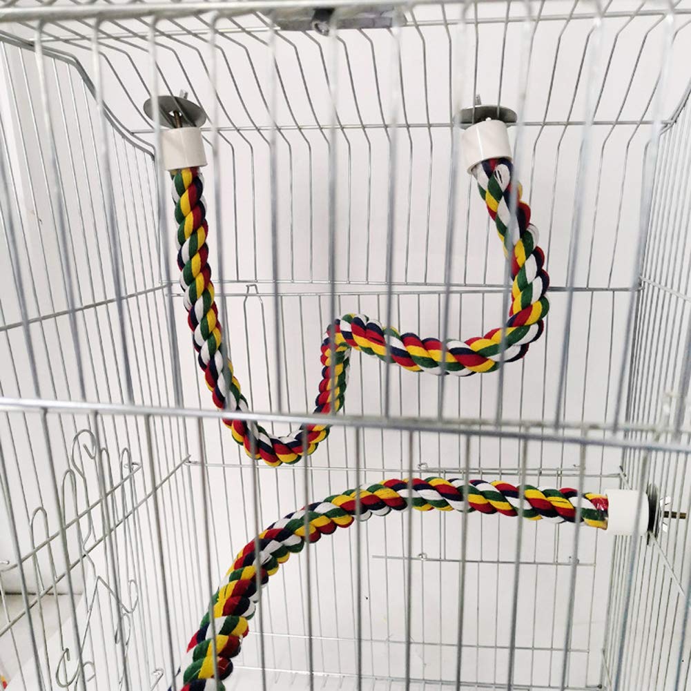 1 Piece Bird Perch Bird Toy Bird Spiral Rope Perch Bird Spiral Cotton Rope Perches Bird Cage Accessories Parakeet Climbing Stand Bar Parrot Cotton Swing Climbing Standing Toys(26.32 Inch) 3