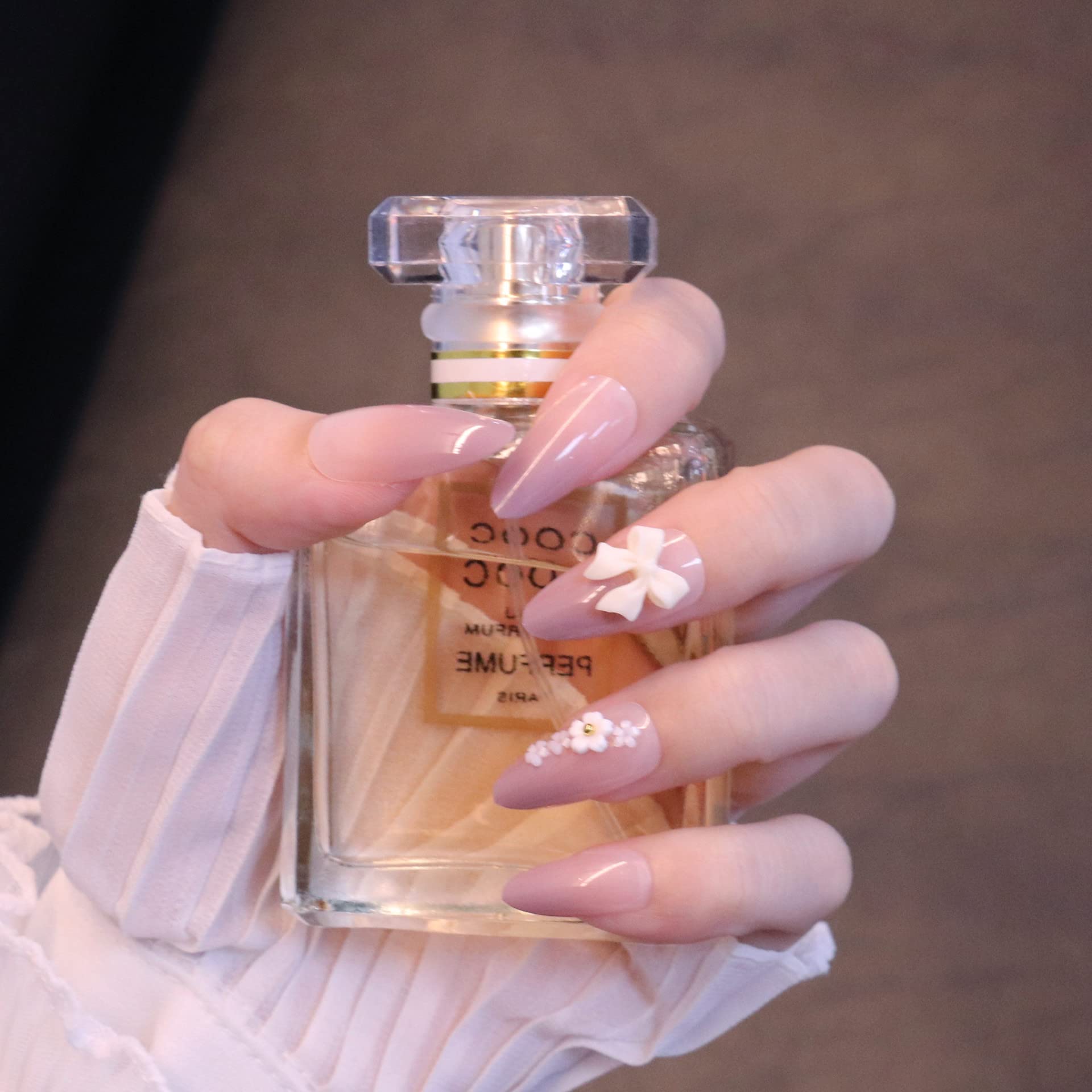 Amazon | ALLMIRA ネイルチップ ロング 24枚入り ブルー キラキラ 