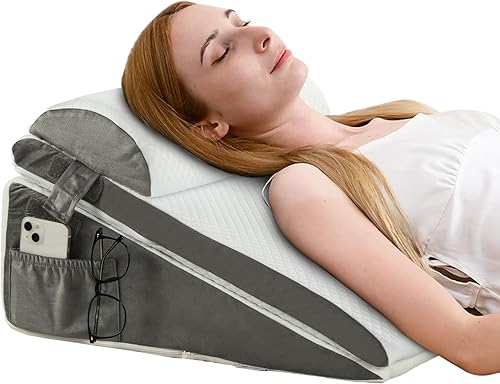 ENITYA Almohada de cuña de cama para apnea del sueño, 3 almohadas de cuña de 10 pulgadas para aliviar el reflujo ácidoalivio del dolor de