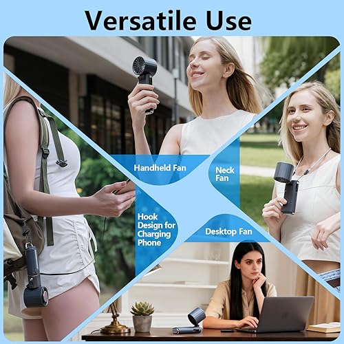 Miniatura 7 de Ventilador turbo portátil recargable de mano, ventilador de refrigeración multifuncional de 9000 mAh con función de refrigeración por hielo y carga,