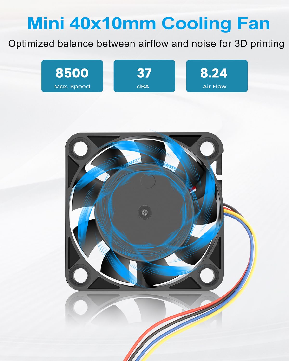 GDSTIME Lot de 2 ventilateurs dissipateurs thermiques Hotend 24 V 4010 - Connecteur PWM 1,25 mm - Double roulement à billes - Ventilateur CC sans balais - 40 mm - 40 x 40 x 10 mm - Remplacement pour
