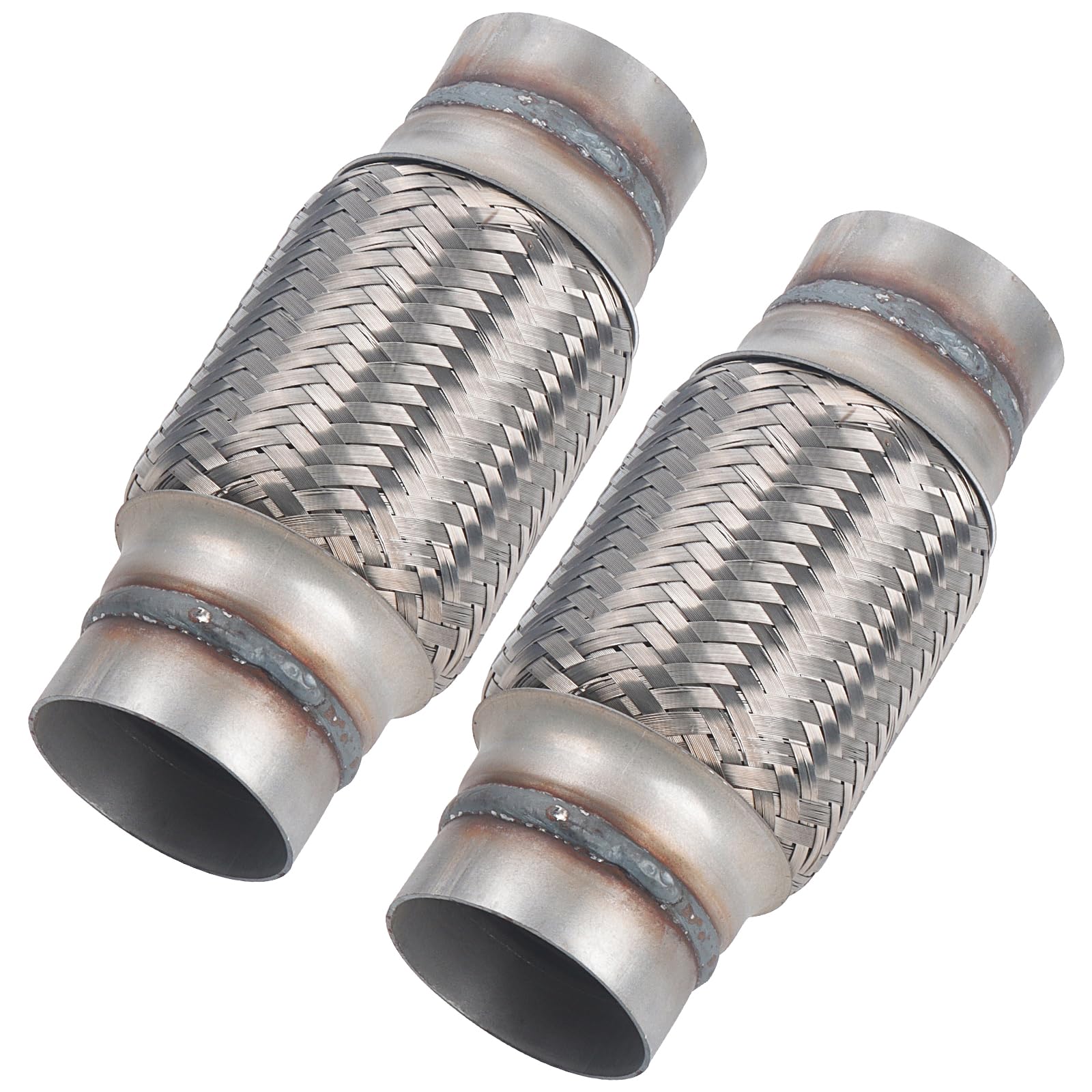 2 Pcs Exhaust Flex Pipe, 2.5''x 6''Stainless Steel Heavy Duty Exhaust Flex Pipe, Double Braid Exhaust Flex Tube, Overall Length 8''