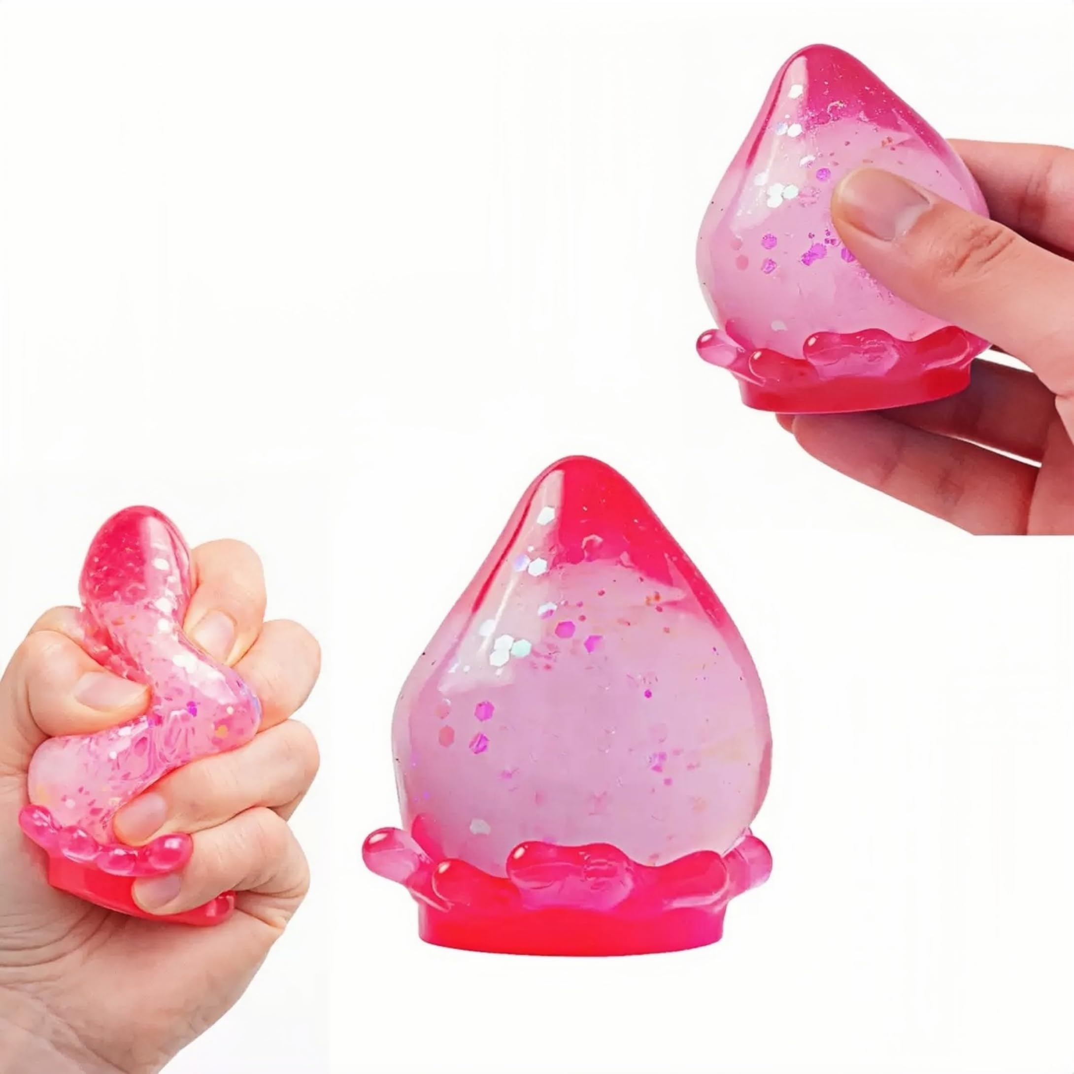 Water Drop Squeeze Toy, TPR Stress Relief Ball for Office Adults, Sensory Fidget Toy for Anxiety Relaxation (Pink) — image 1