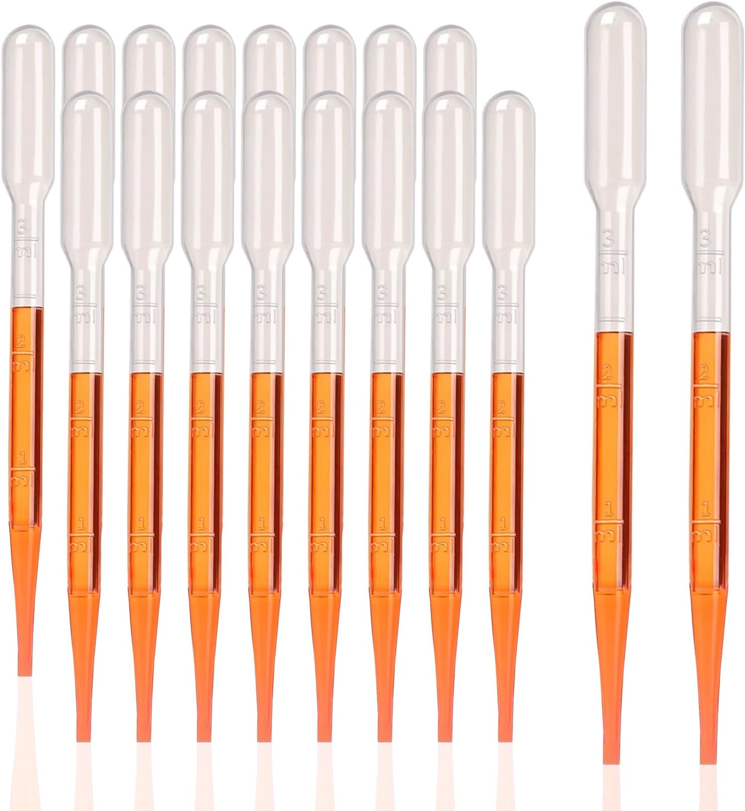 PEKYBIO Disposable Transfer Pipettes Dropper 3ml Plastic Pasteur Pipette Calibrated Lab Pipettes, Low Density Polyethylene (LDPE), Pack of 200