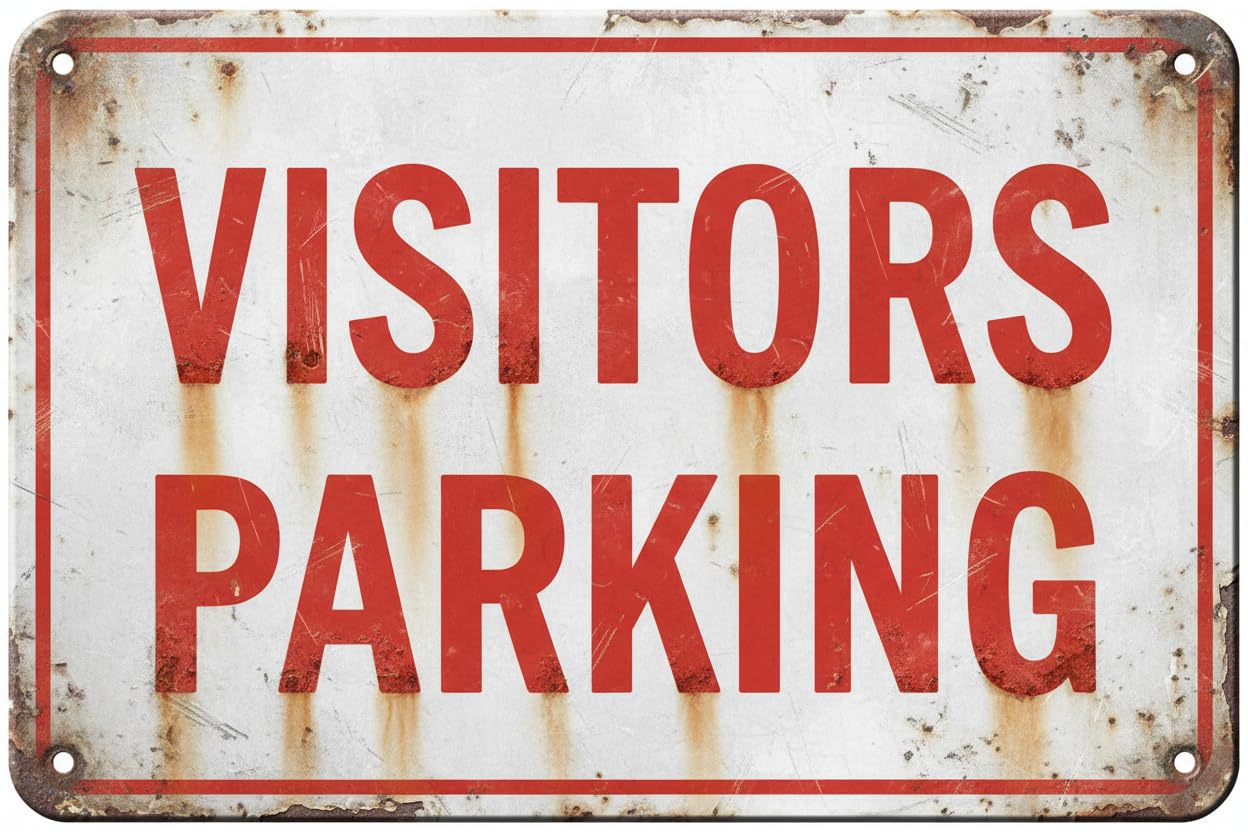 Wall Decor Visitors Parking Sign Metal Sign 8x12Inch Clear Signage For S, Fences Vintage Signs Aluminum Plates Printed