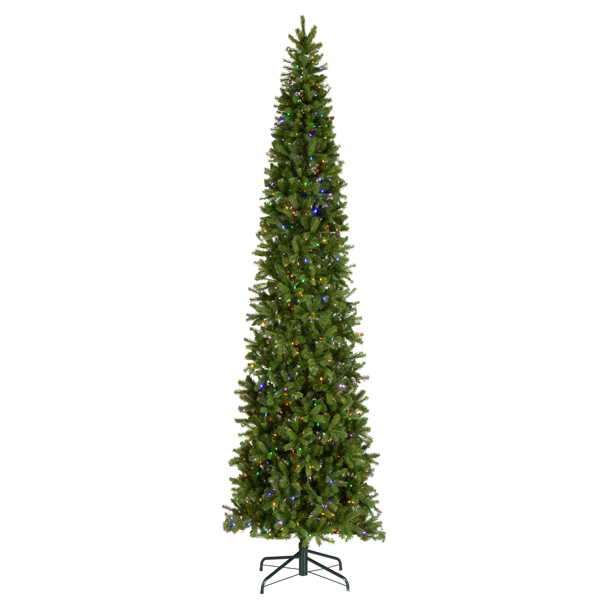 National Tree Company 12ft Pre-Lit Downswept Douglas Fir Slim Christmas | 850 LED Lights, 2,165 Tips, 10 Light Functions, Foot Pedal, Includes Stand, Artificial, Green