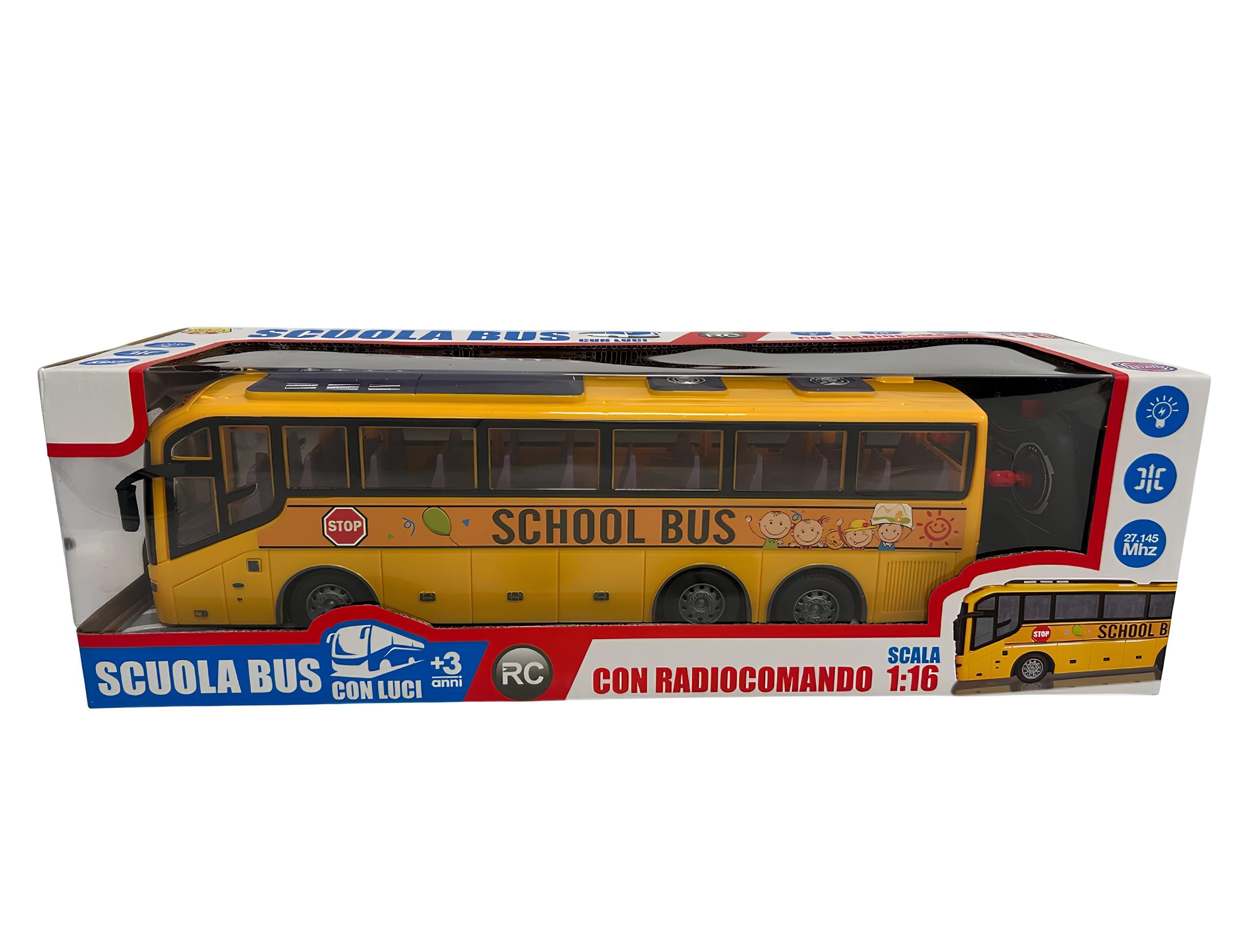 Bus Jouet Télécommandé avec Lumières Bus Grand cm 32 Pullman Jouet pour Enfants Lumières Mouvement Voiture Radiocommandé Autobus Roues Caoutchoutées École Buss Pullman Courrier Multifonction Échelle 1